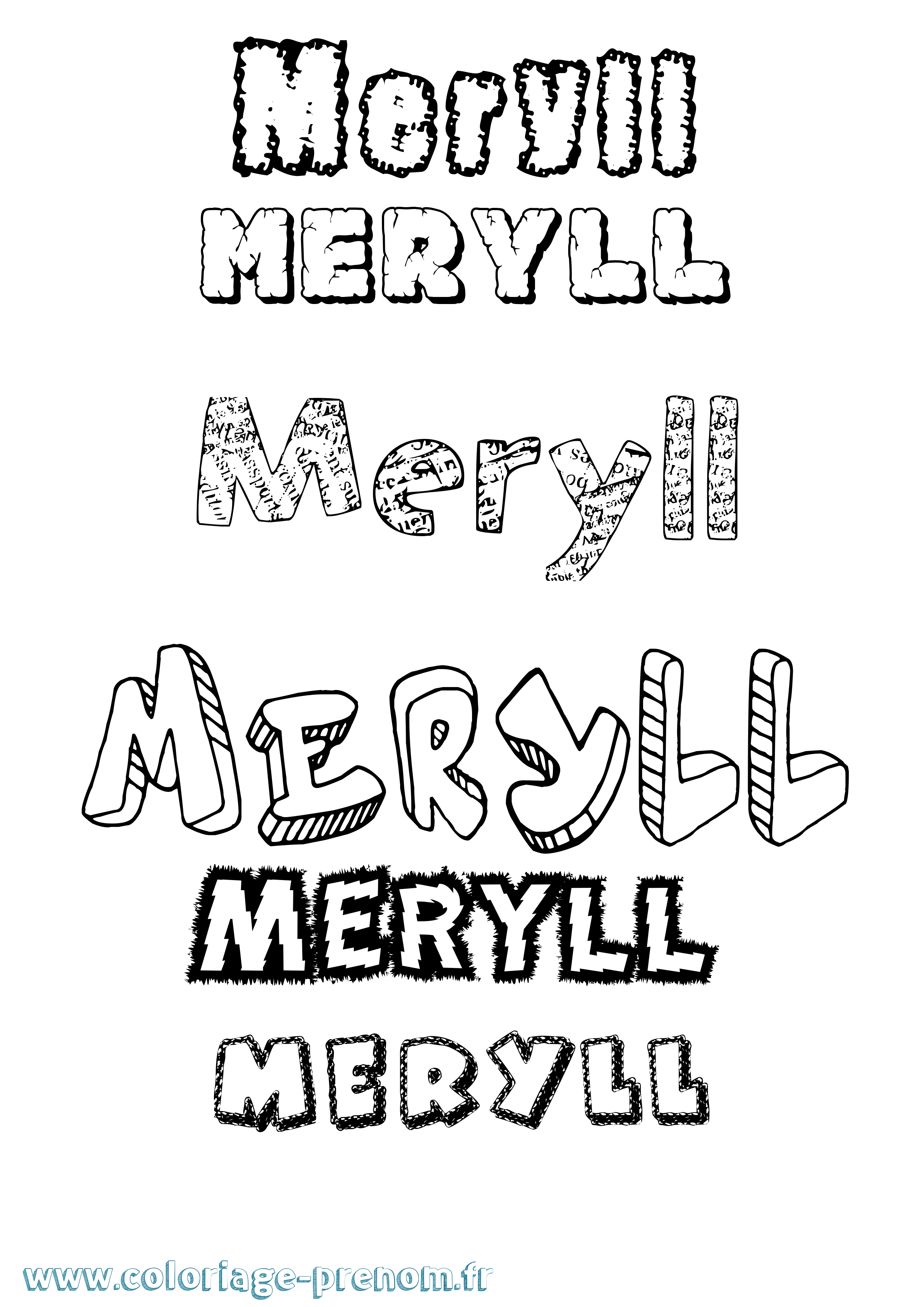Coloriage Meryll Destructuré Coloriage prénom Meryll Destructuré