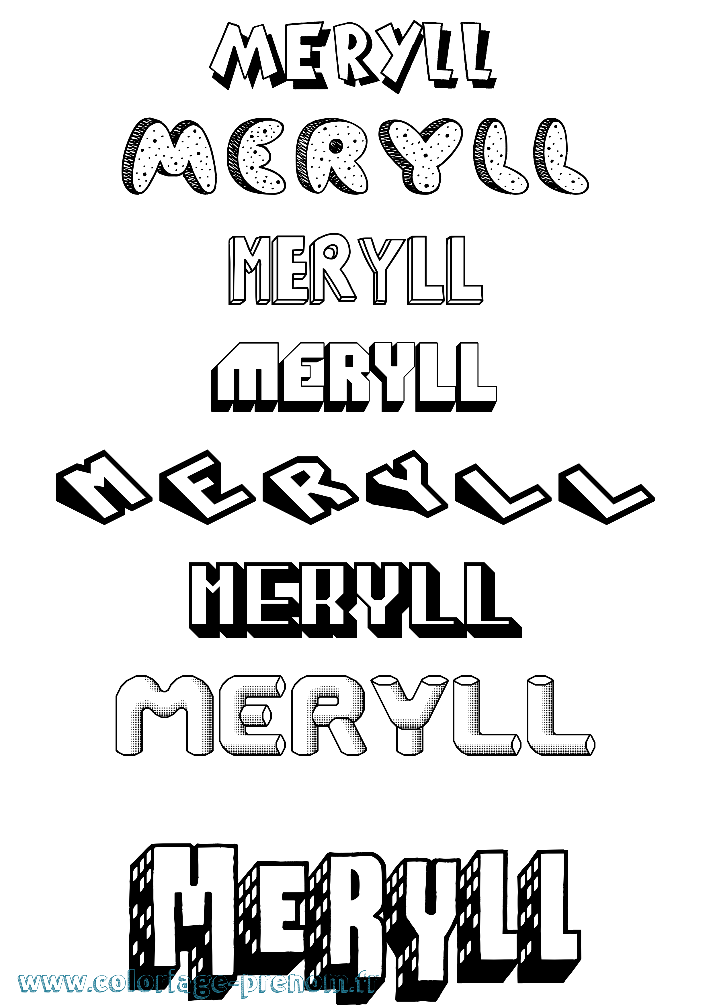 Coloriage Meryll Effet 3D Coloriage prénom Meryll Effet 3D