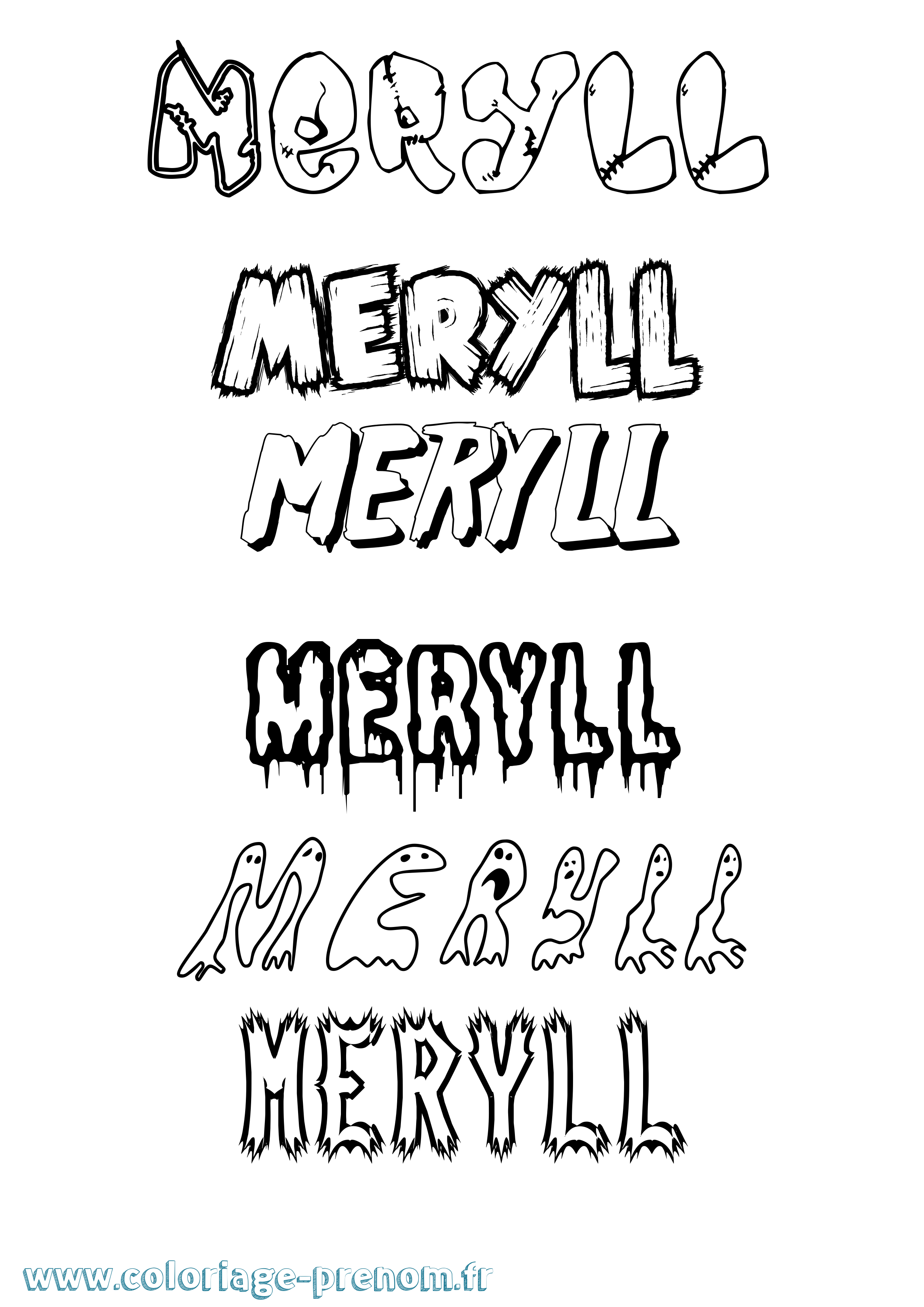 Coloriage Meryll Frisson Coloriage prénom Meryll Frisson