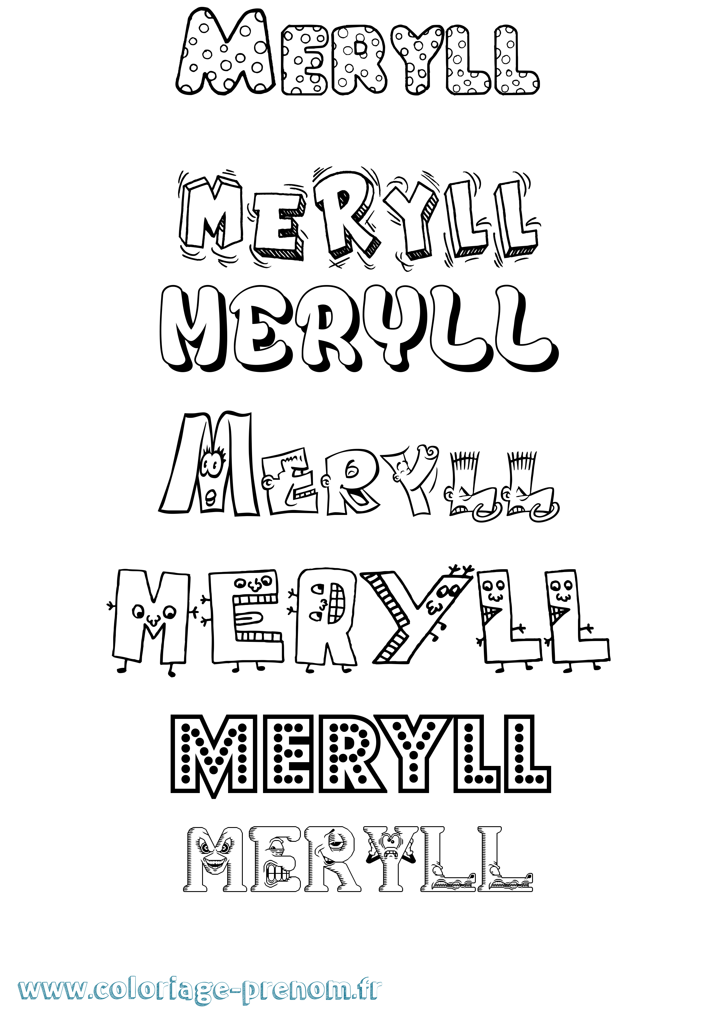 Coloriage Meryll Fun Coloriage prénom Meryll Fun