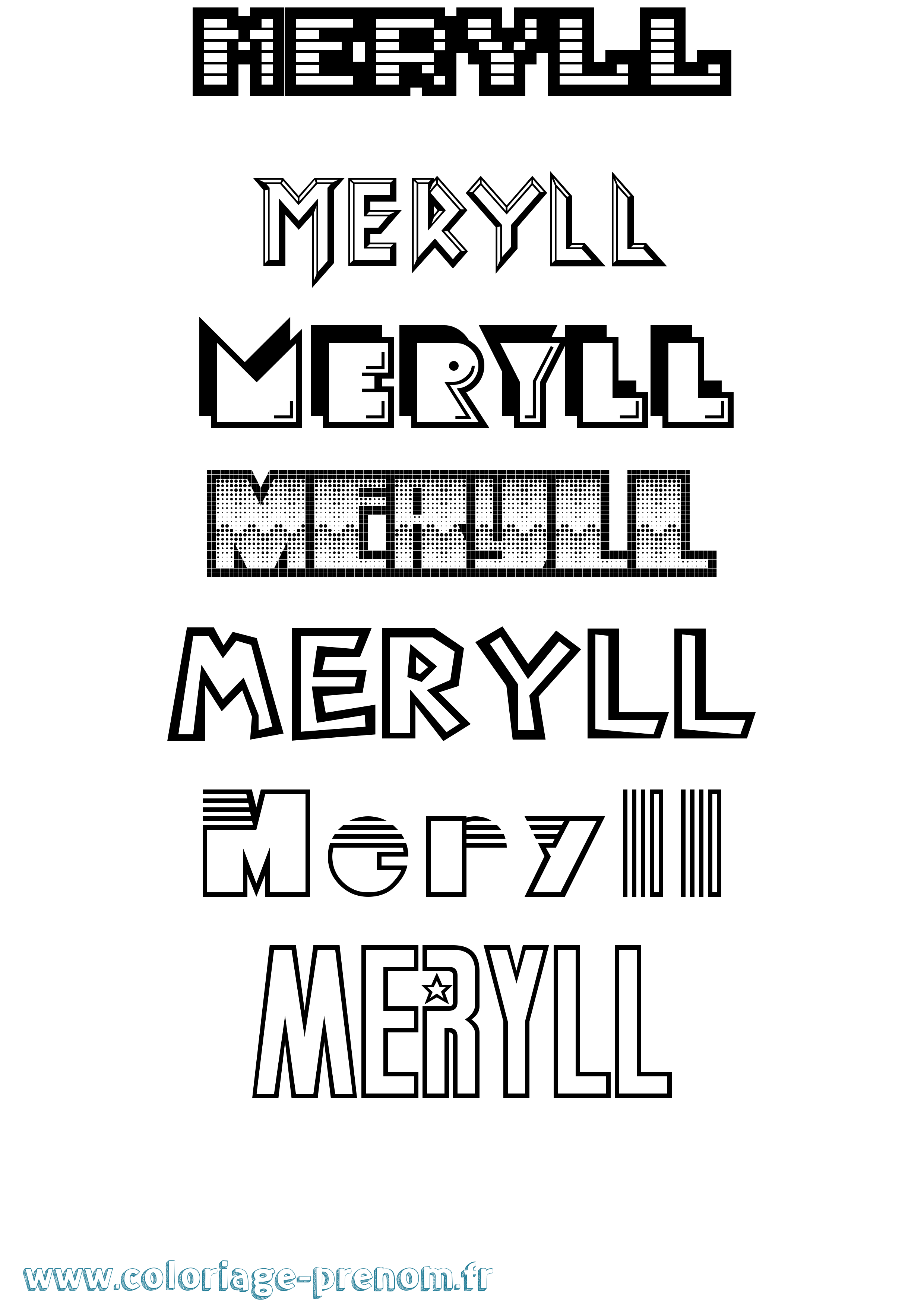 Coloriage Meryll Jeux Vidéos Coloriage prénom Meryll Jeux Vidéos
