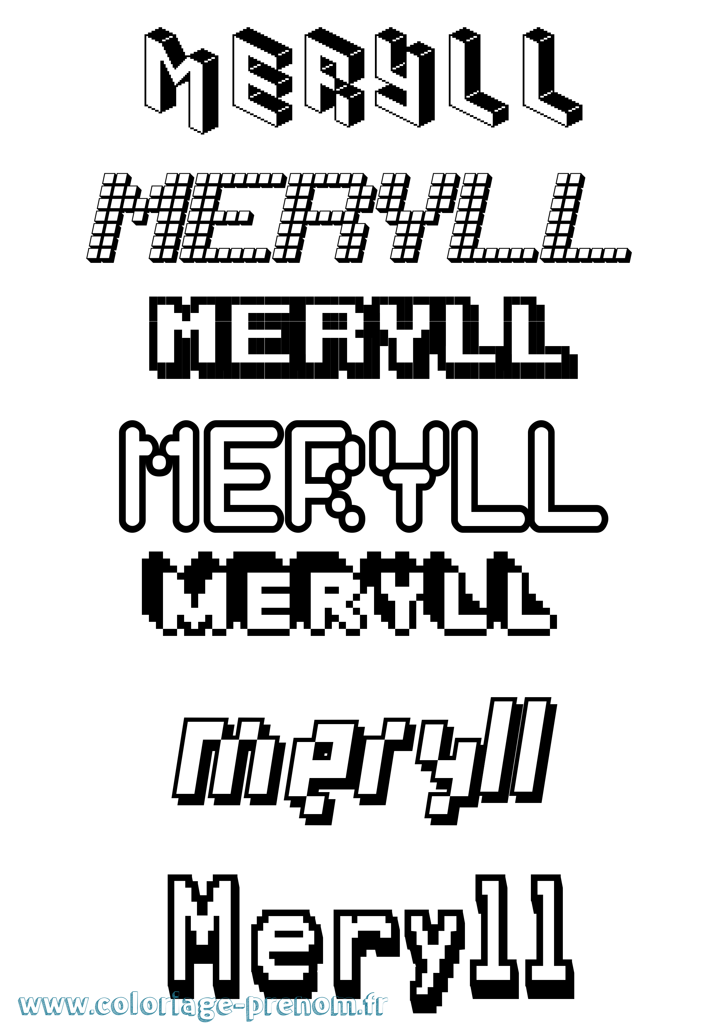 Coloriage Meryll Pixel Coloriage prénom Meryll Pixel