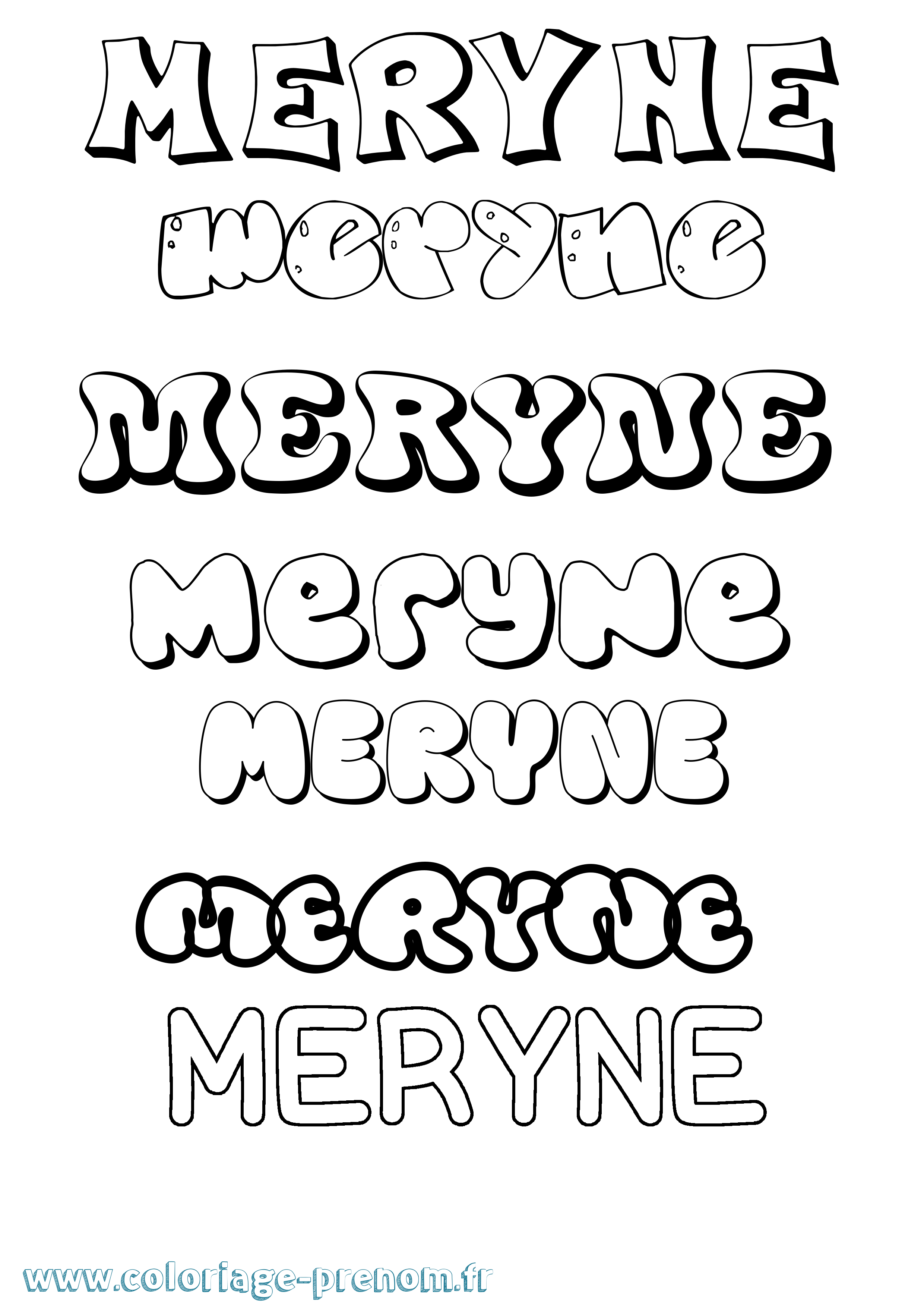 Coloriage Meryne Bubble Coloriage prénom Meryne Bubble