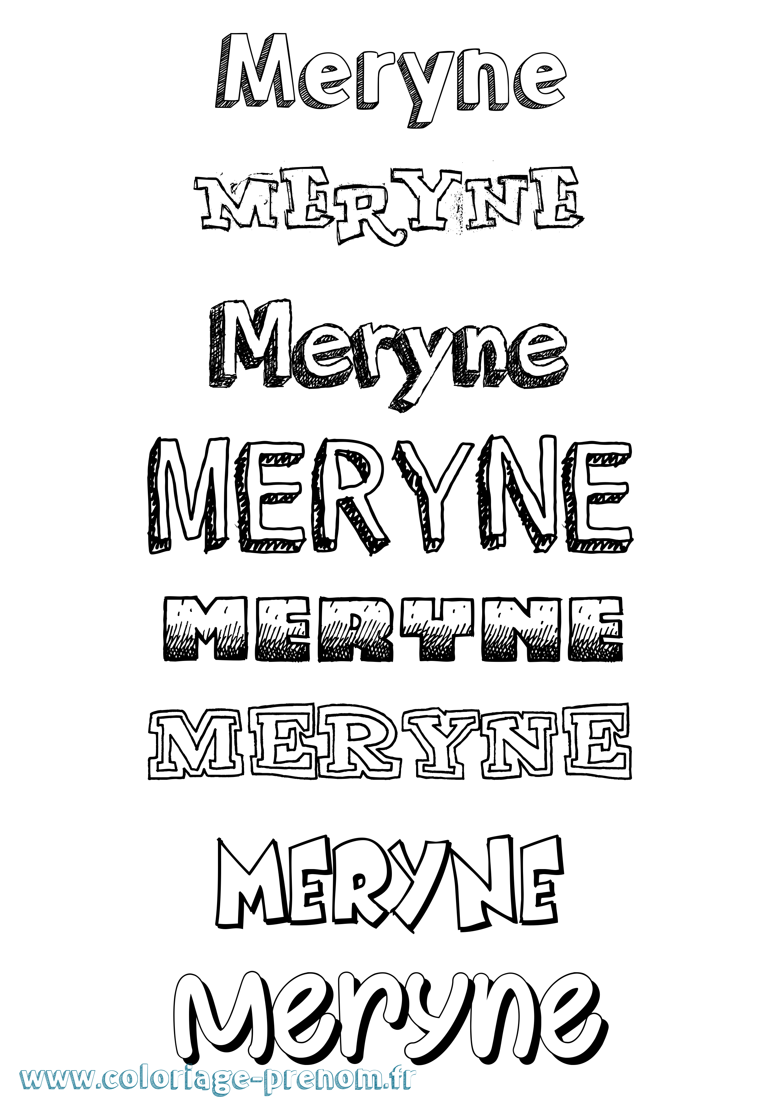 Coloriage Meryne Dessiné Coloriage prénom Meryne Dessiné