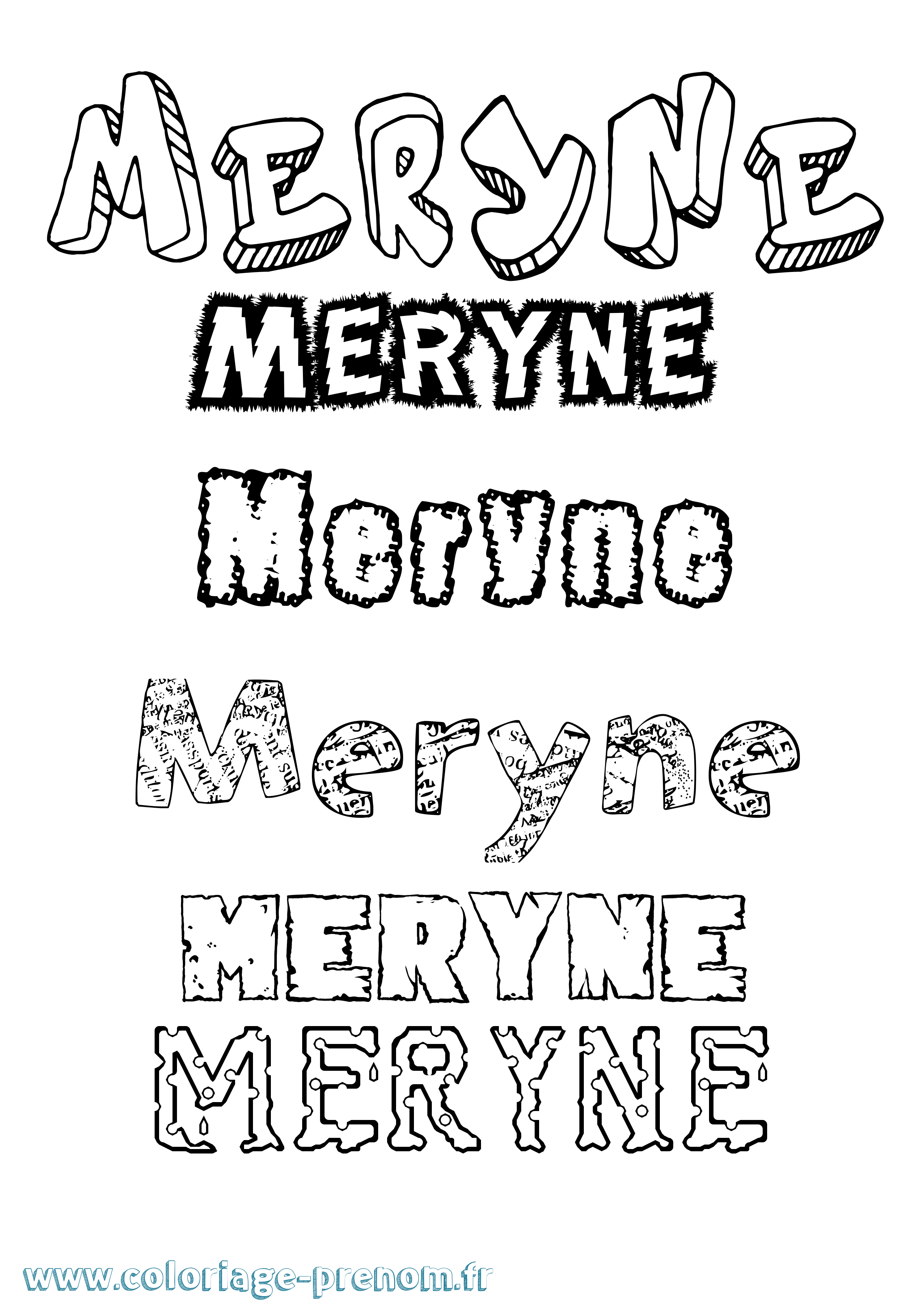 Coloriage Meryne Destructuré Coloriage prénom Meryne Destructuré