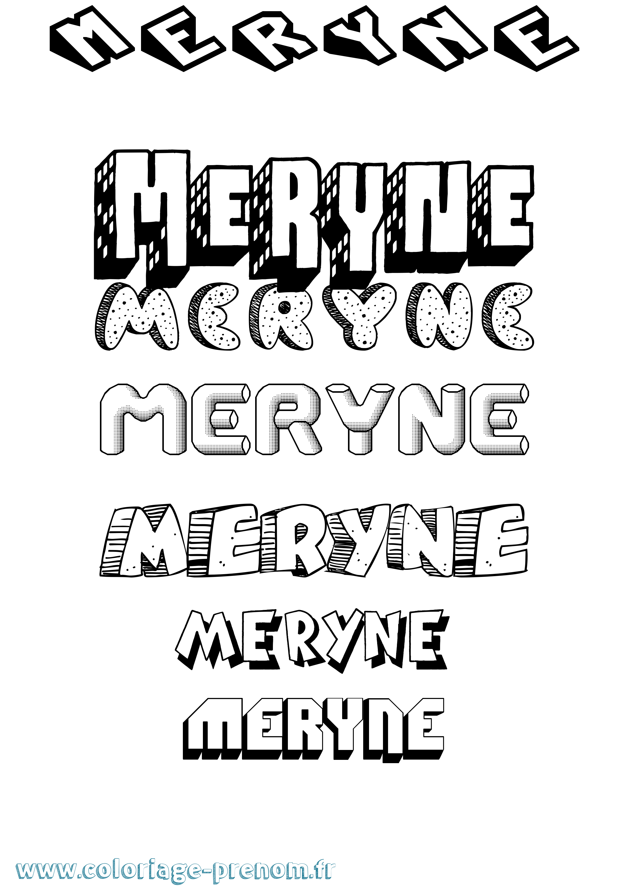 Coloriage Meryne Effet 3D Coloriage prénom Meryne Effet 3D