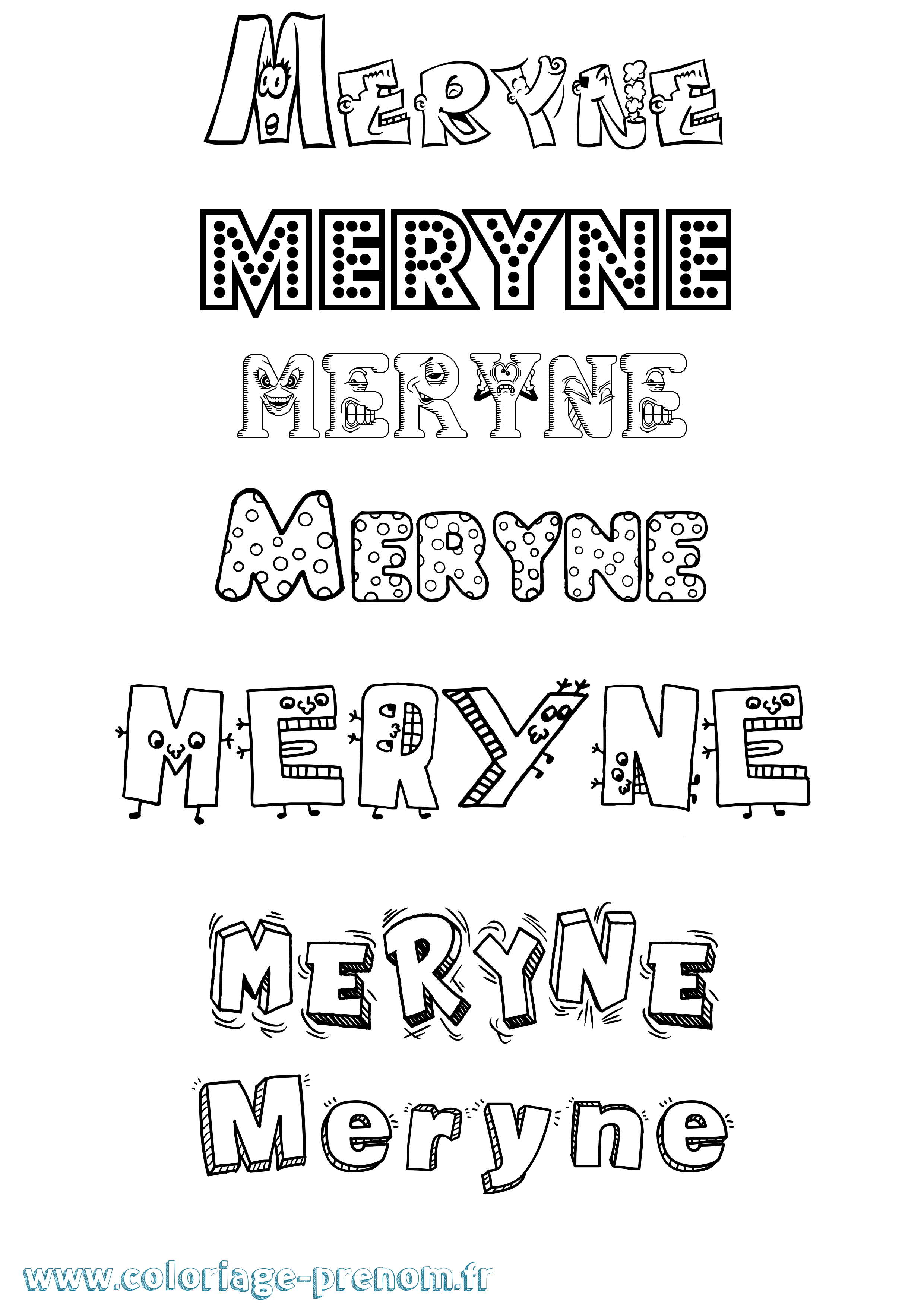 Coloriage Meryne Fun Coloriage prénom Meryne Fun