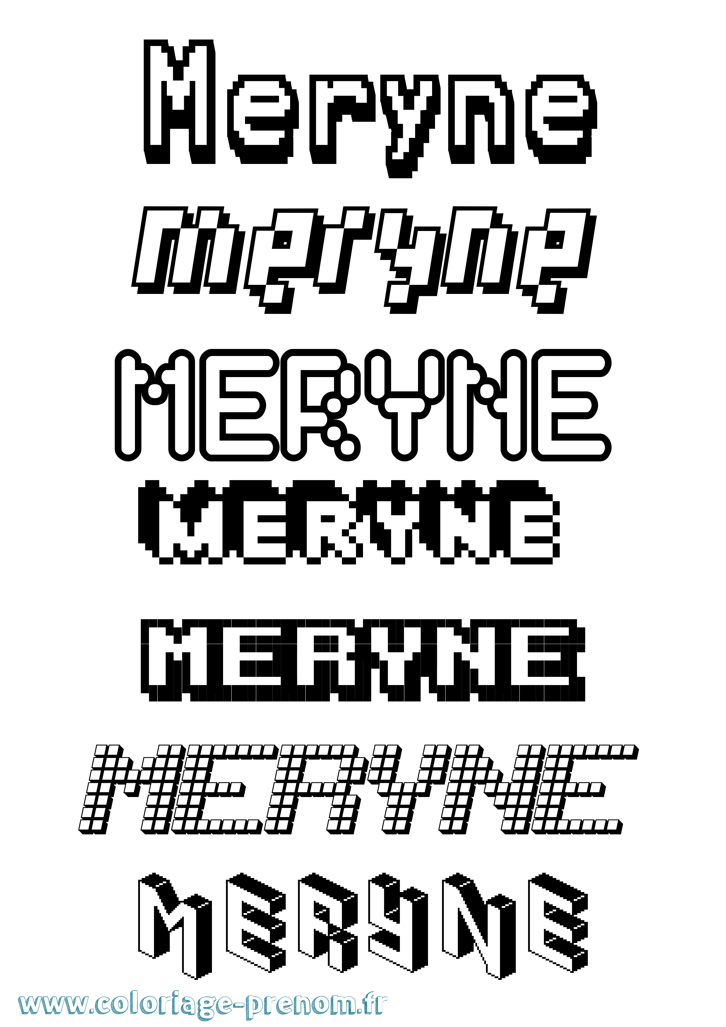 Coloriage Meryne Pixel Coloriage prénom Meryne Pixel