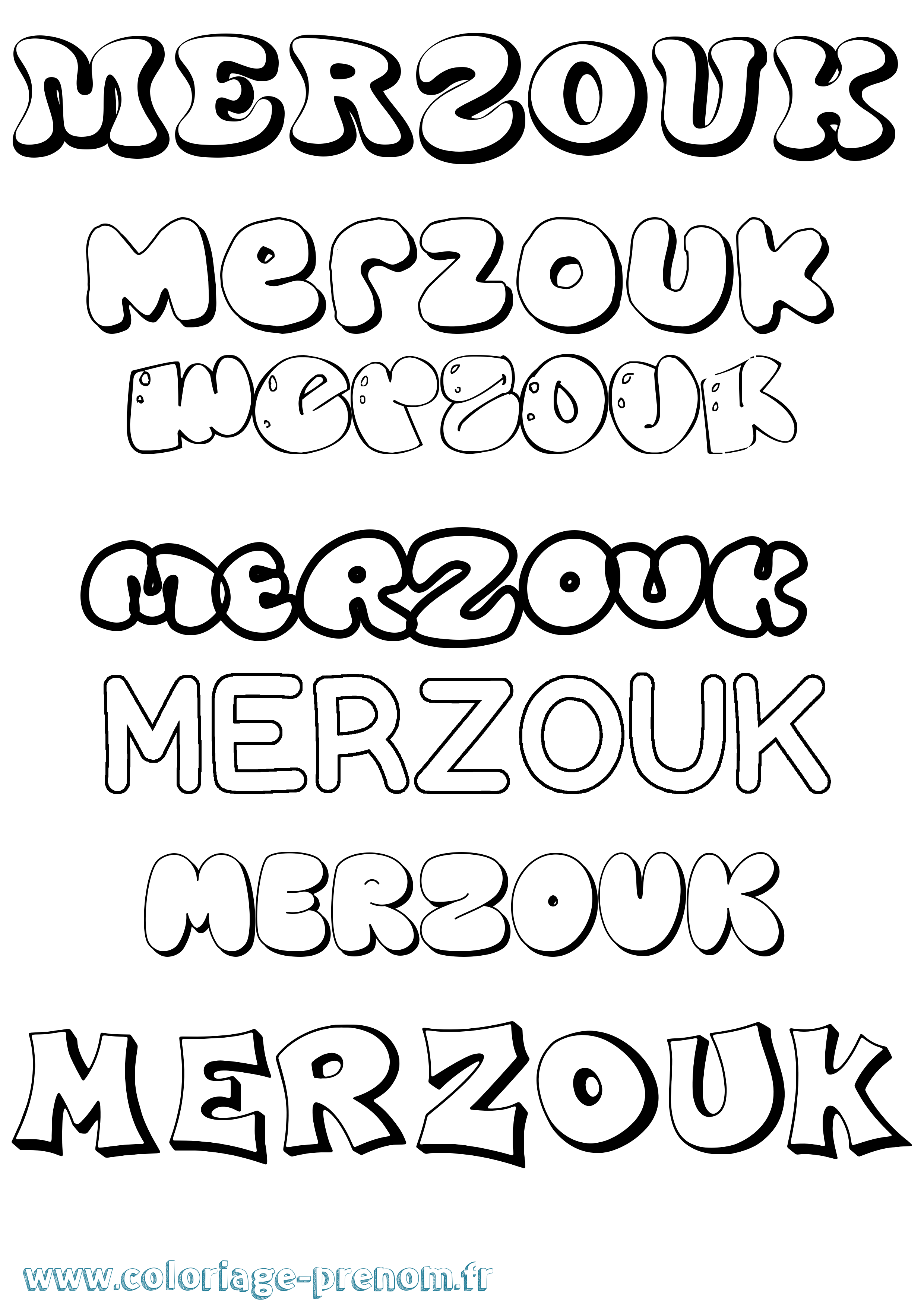 Coloriage Merzouk Bubble Coloriage prénom Merzouk Bubble