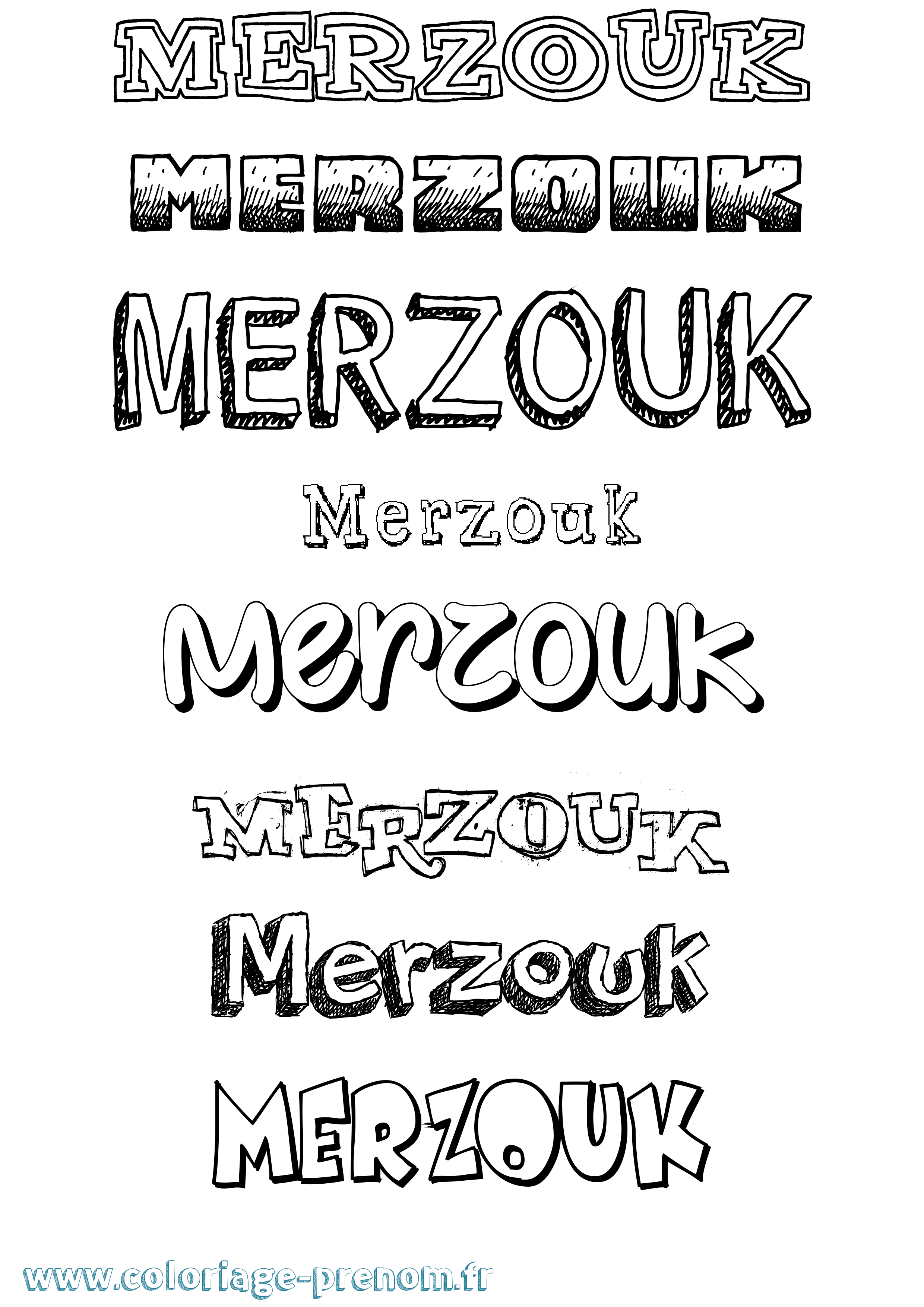 Coloriage Merzouk Dessiné Coloriage prénom Merzouk Dessiné