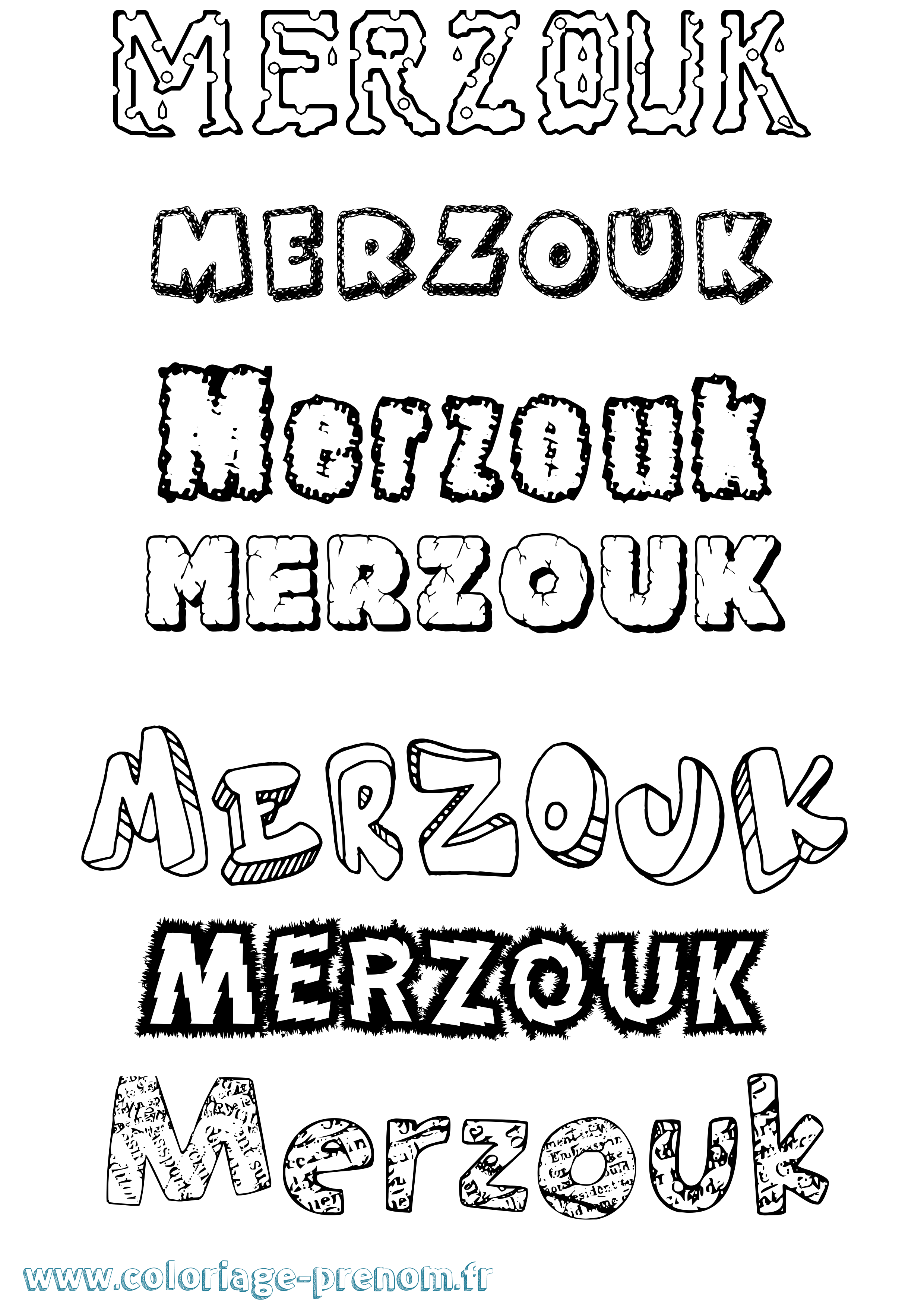 Coloriage Merzouk Destructuré Coloriage prénom Merzouk Destructuré
