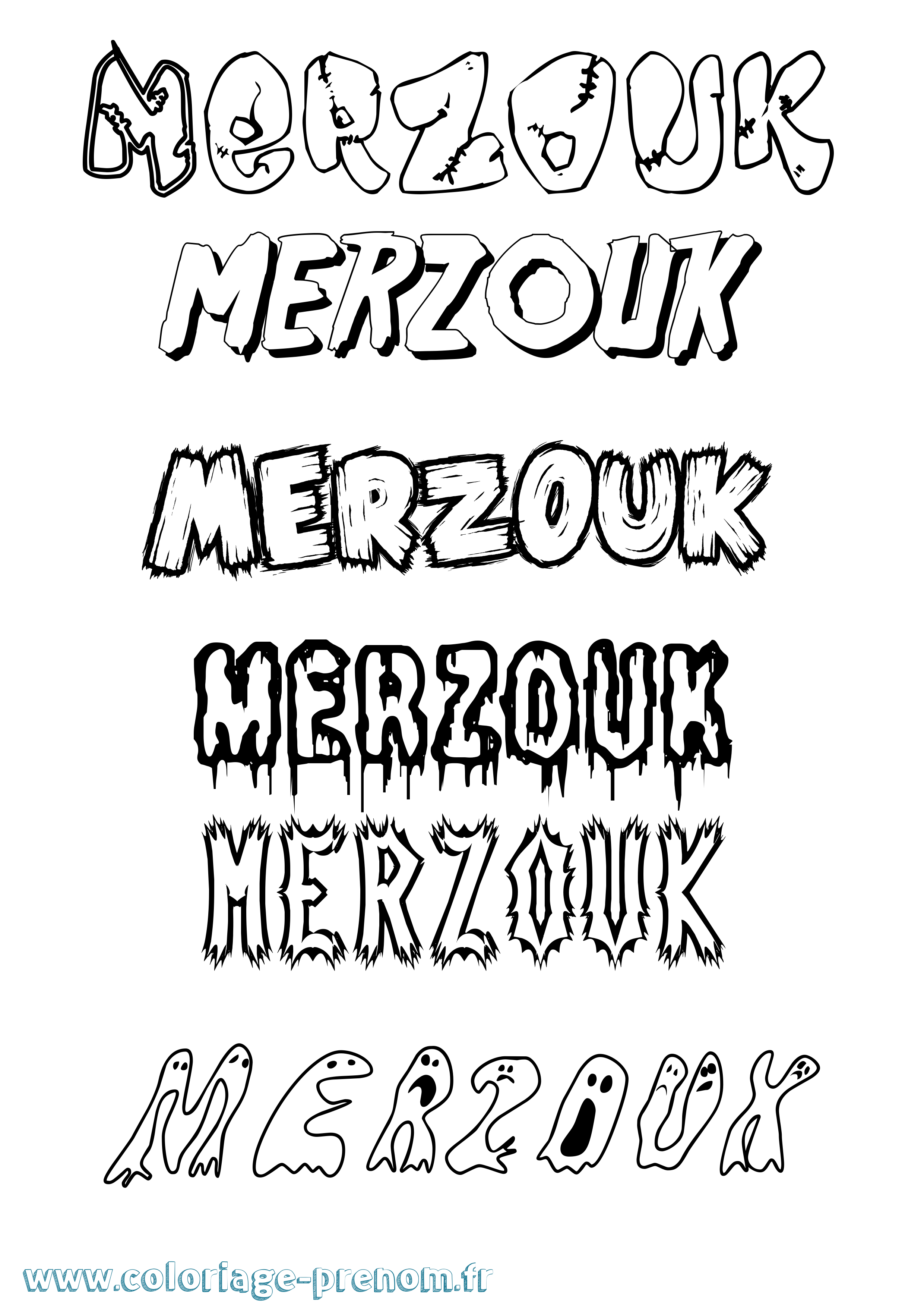Coloriage Merzouk Frisson Coloriage prénom Merzouk Frisson