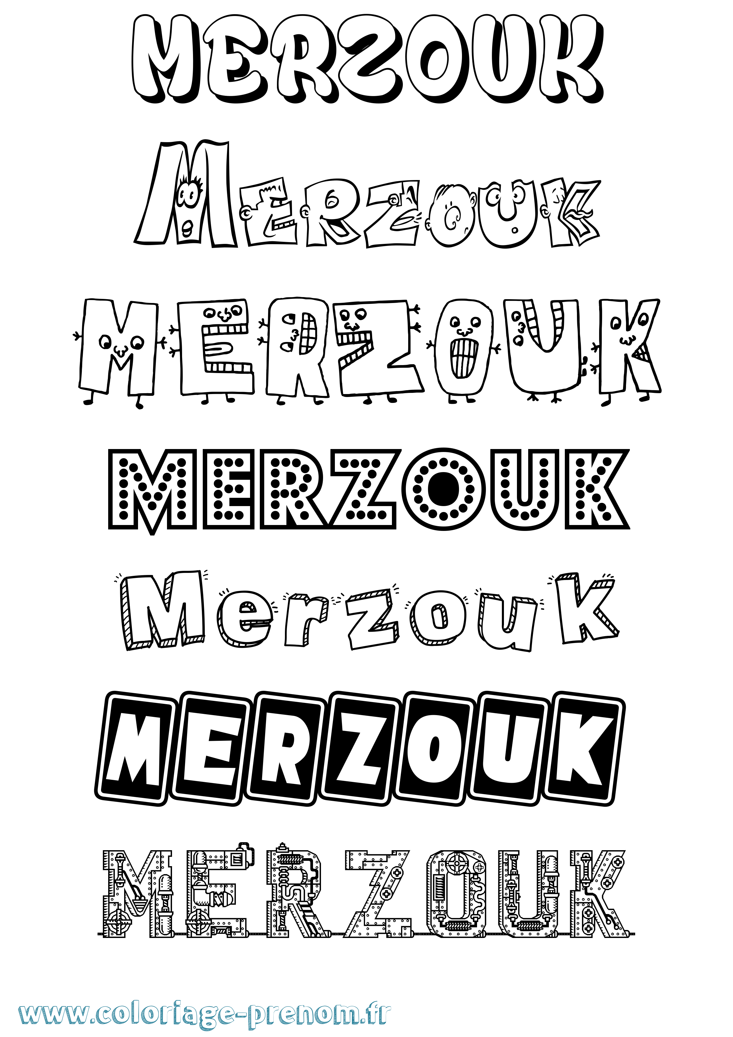 Coloriage Merzouk Fun Coloriage prénom Merzouk Fun