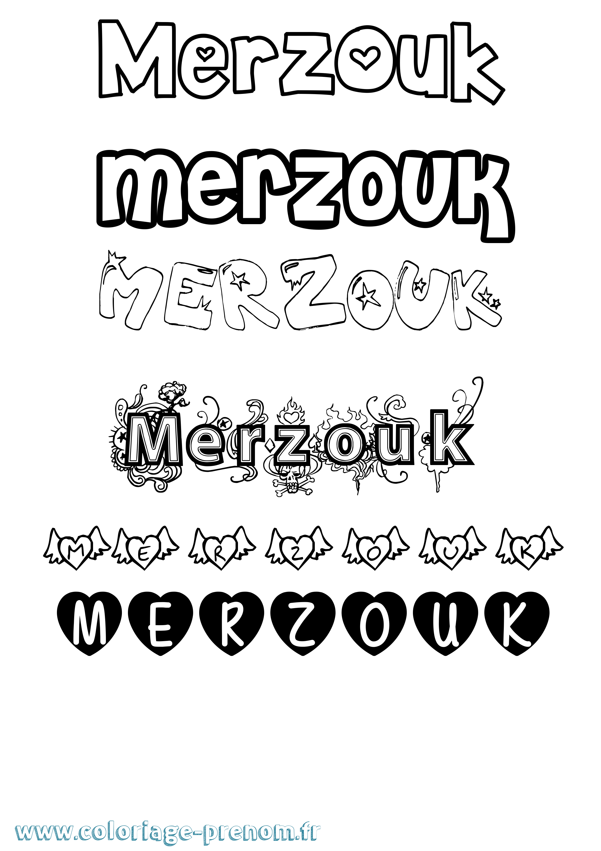 Coloriage Merzouk Girly Coloriage prénom Merzouk Girly