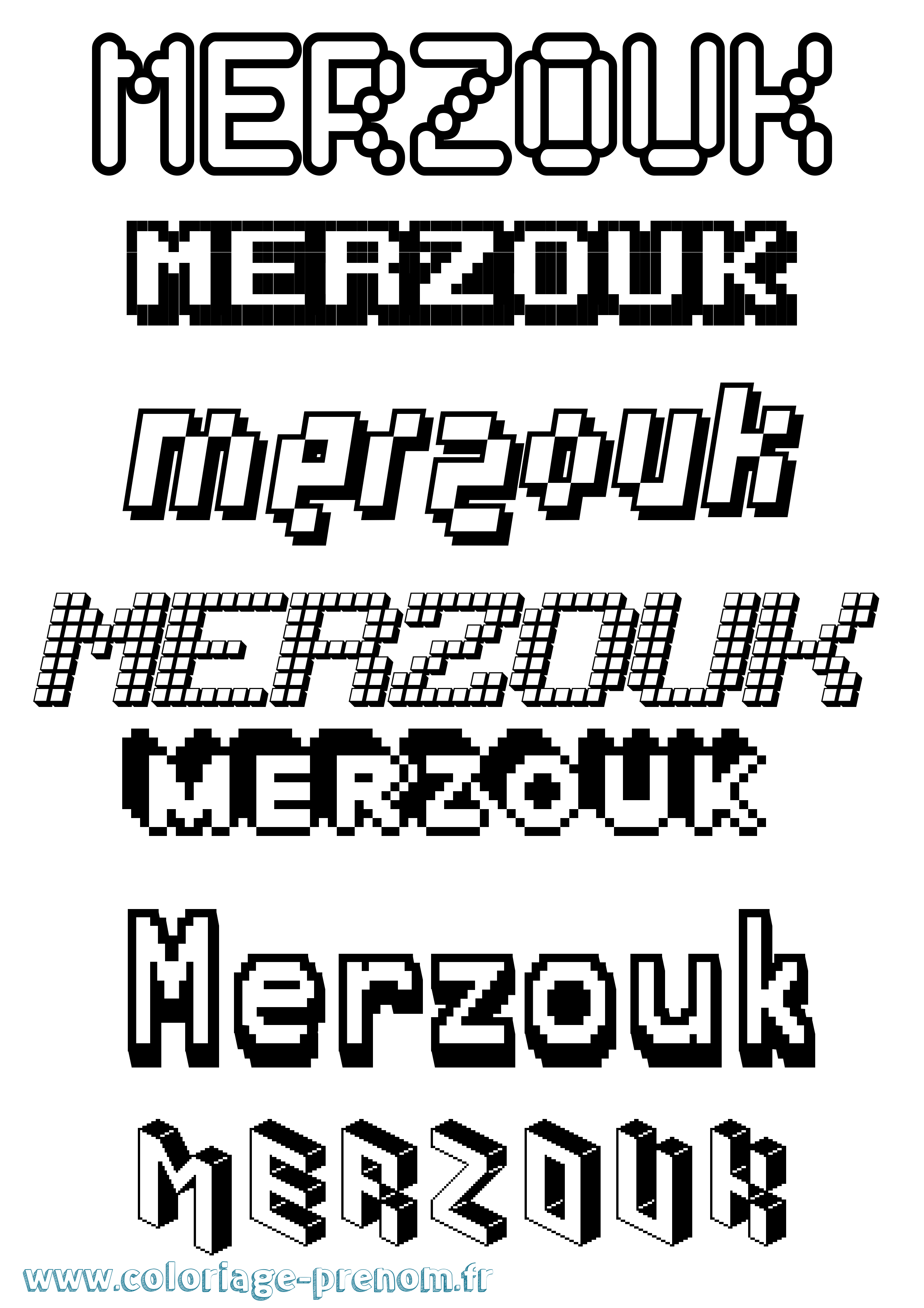 Coloriage Merzouk Pixel Coloriage prénom Merzouk Pixel