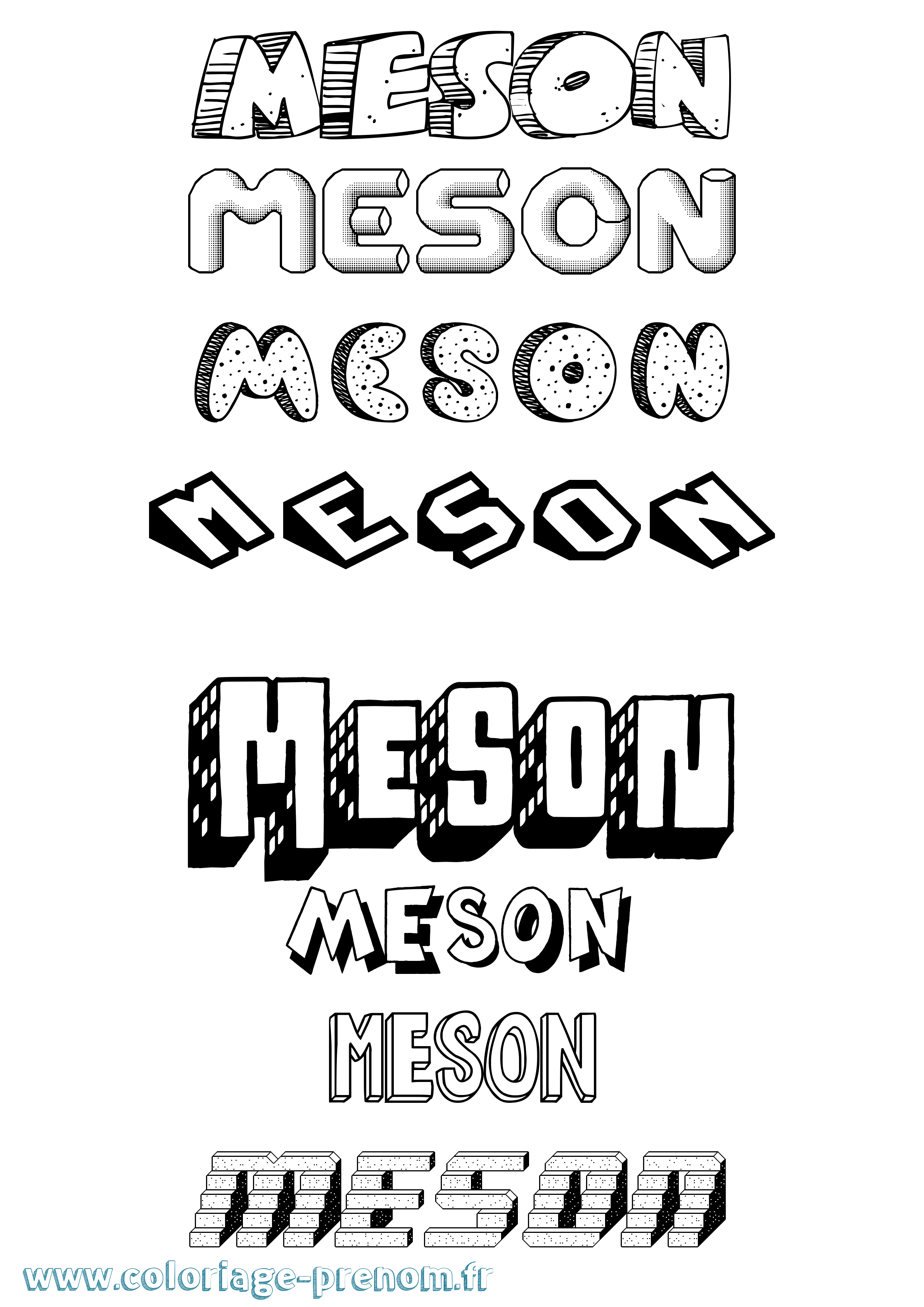 Coloriage Meson Effet 3D Coloriage prénom Meson Effet 3D