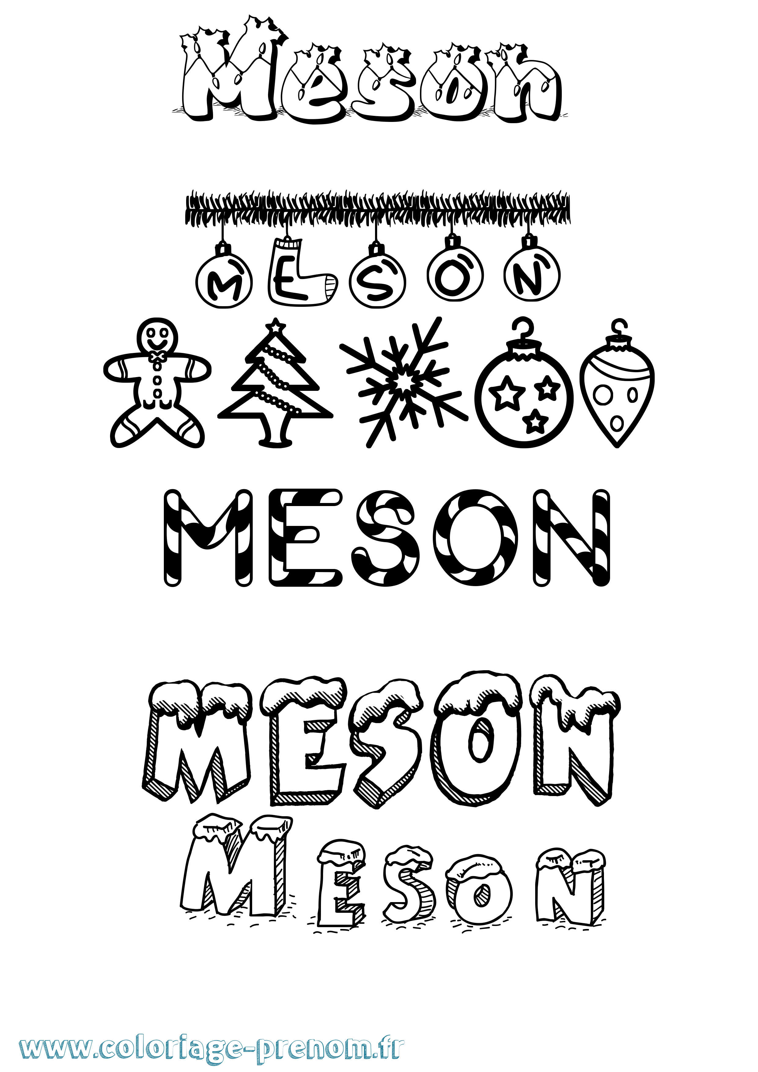 Coloriage Meson Noël Coloriage prénom Meson Noël