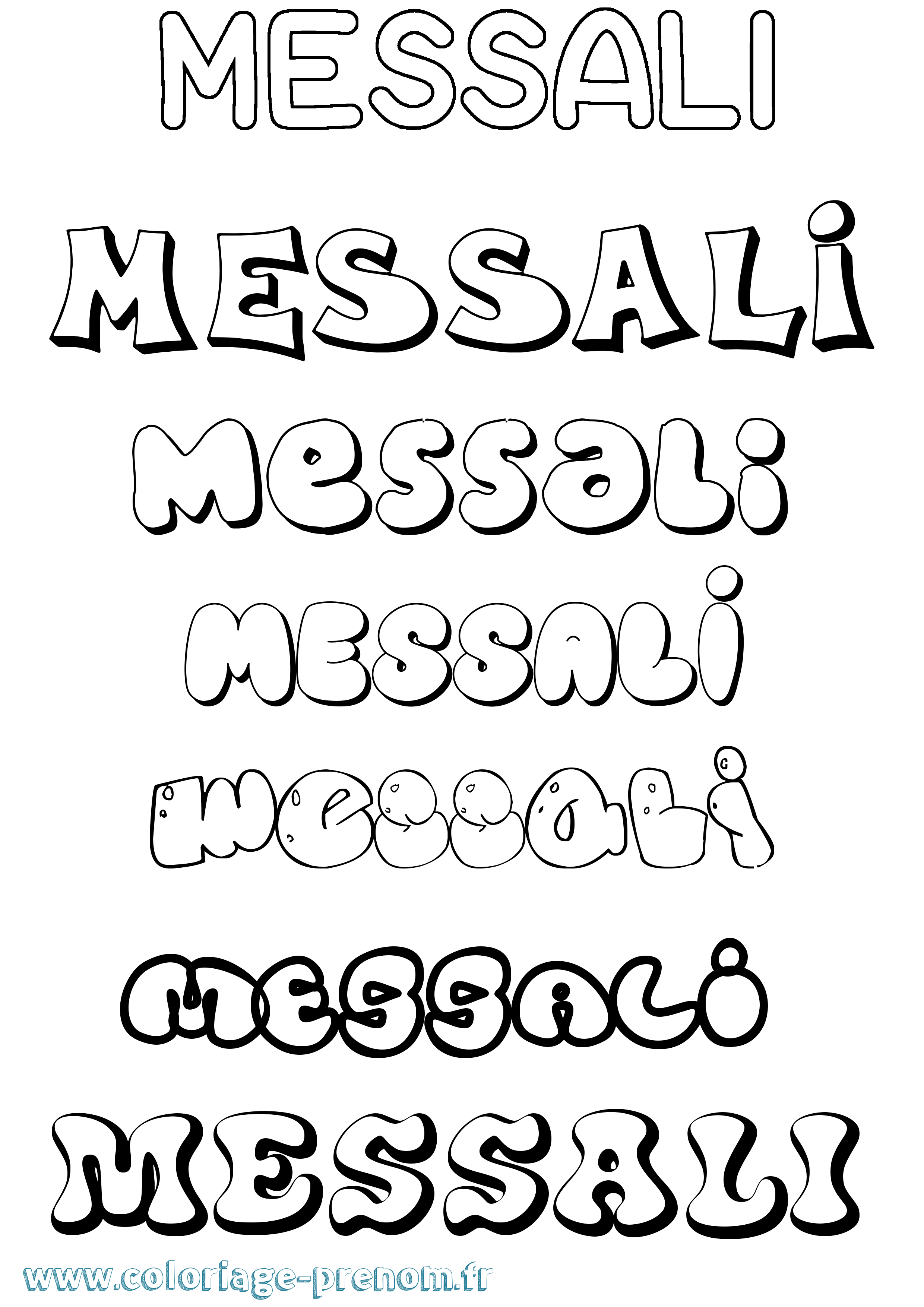 Coloriage Messali Bubble Coloriage prénom Messali Bubble