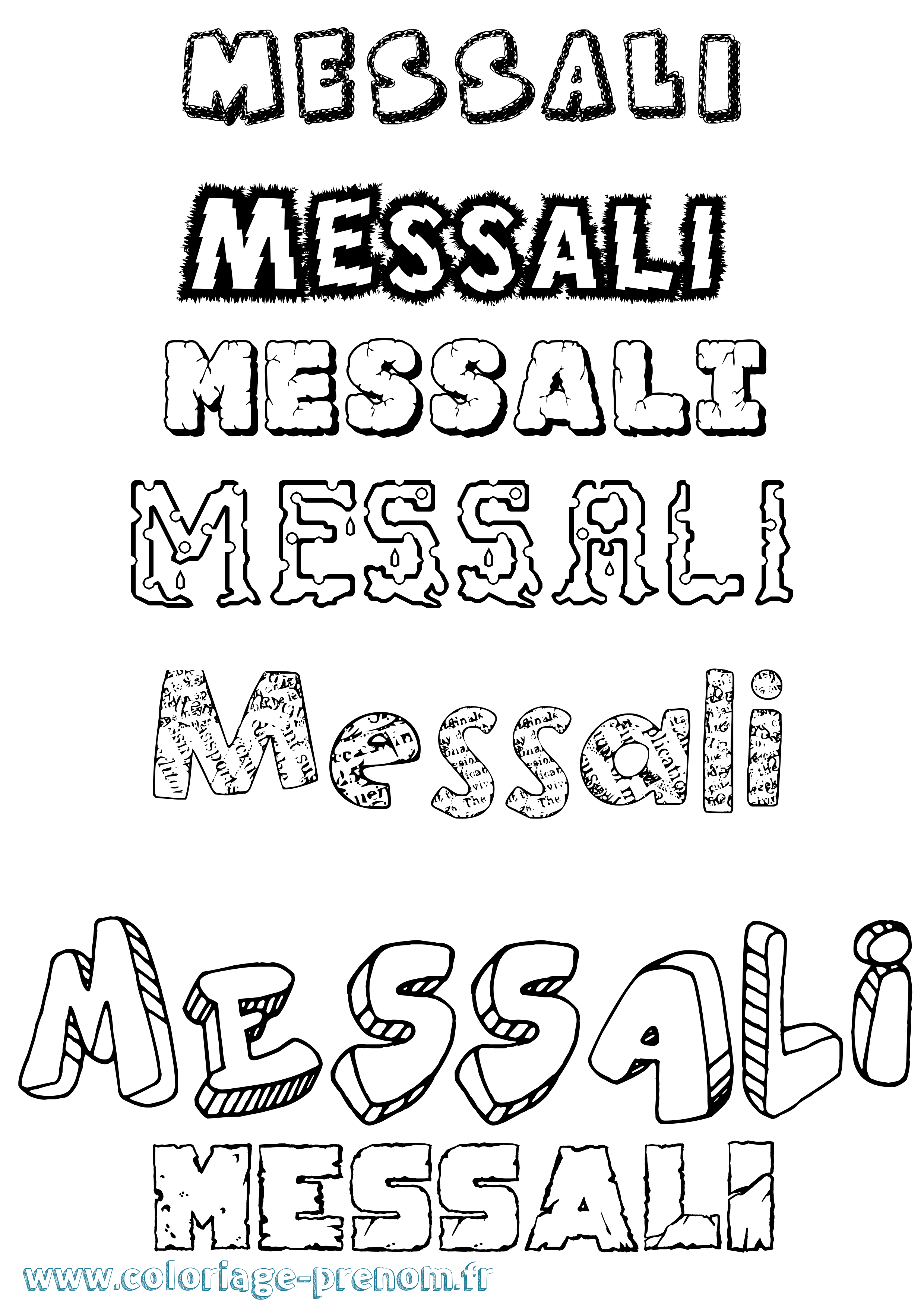 Coloriage Messali Destructuré Coloriage prénom Messali Destructuré