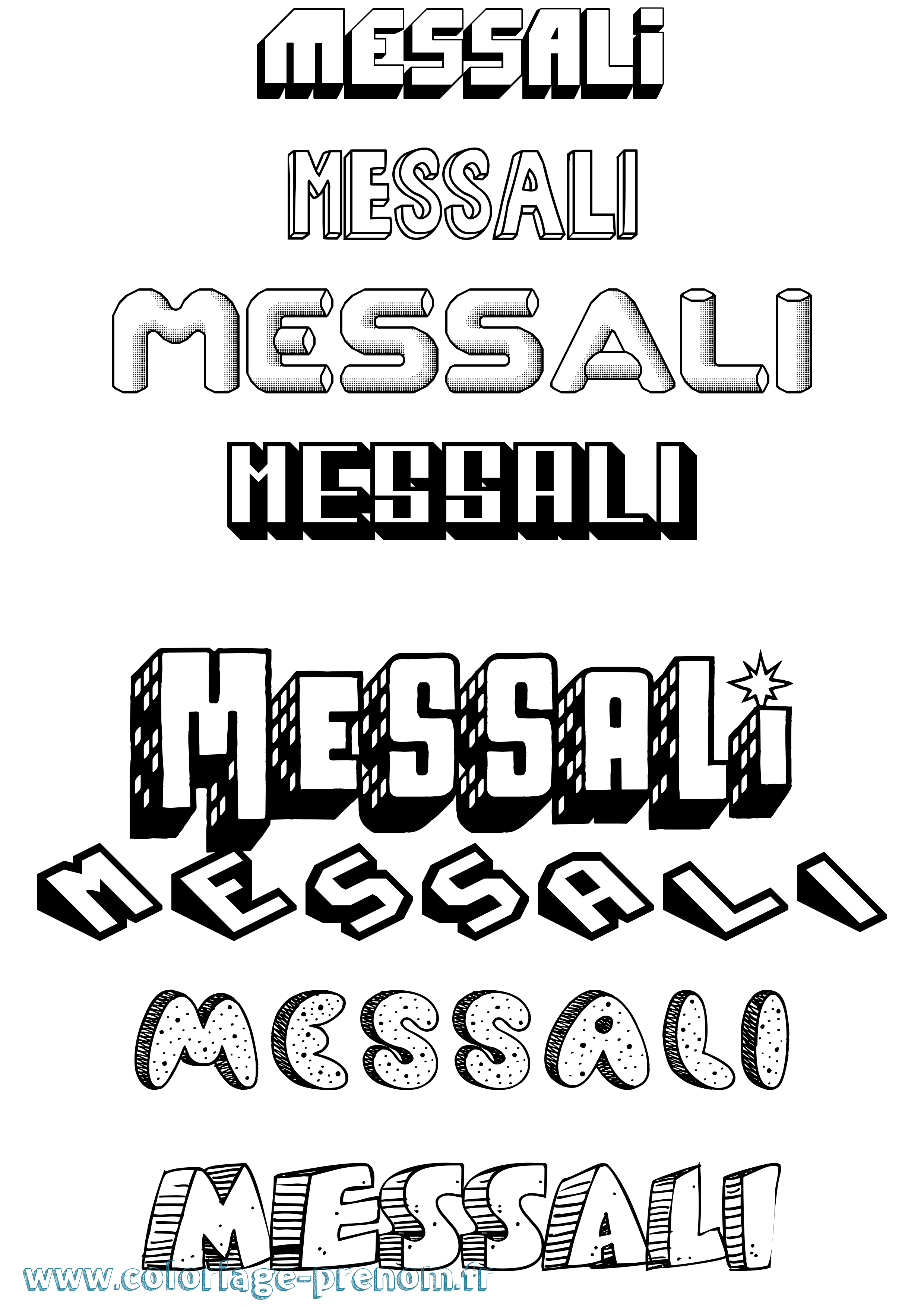 Coloriage Messali Effet 3D Coloriage prénom Messali Effet 3D