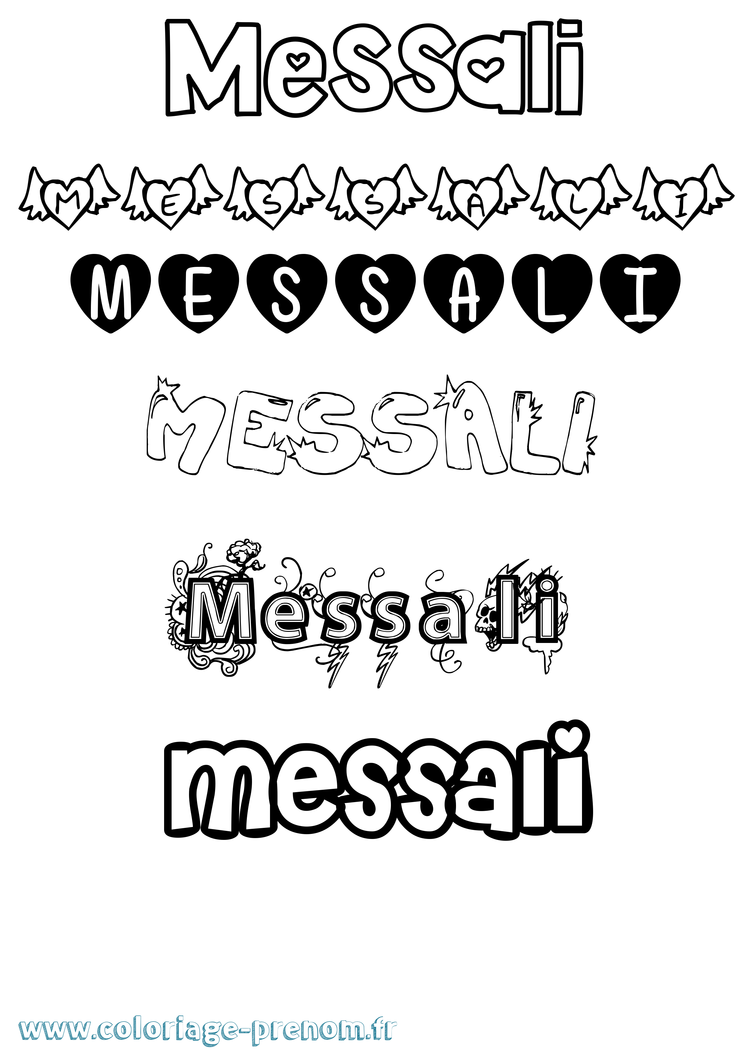 Coloriage Messali Girly Coloriage prénom Messali Girly