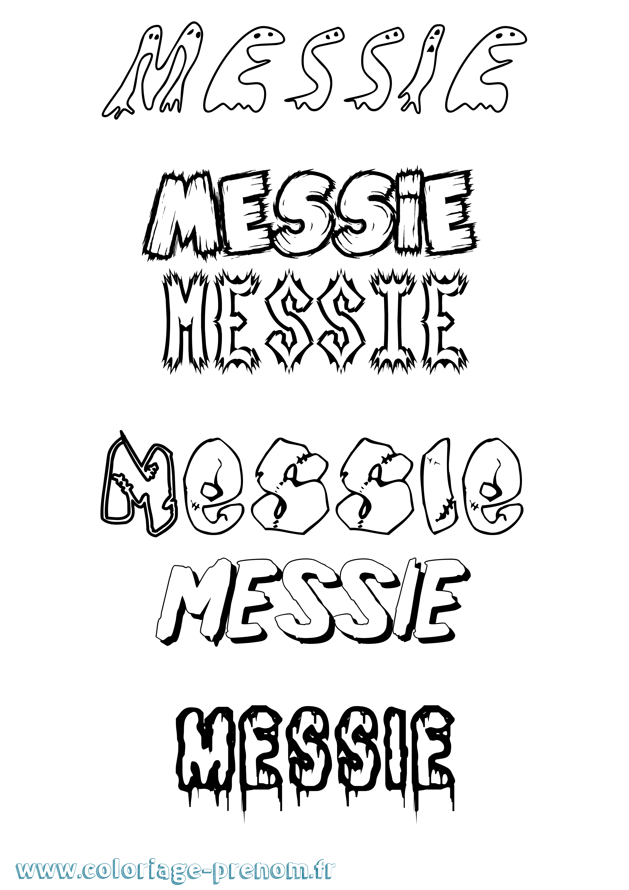 Coloriage Messie Frisson Coloriage prénom Messie Frisson