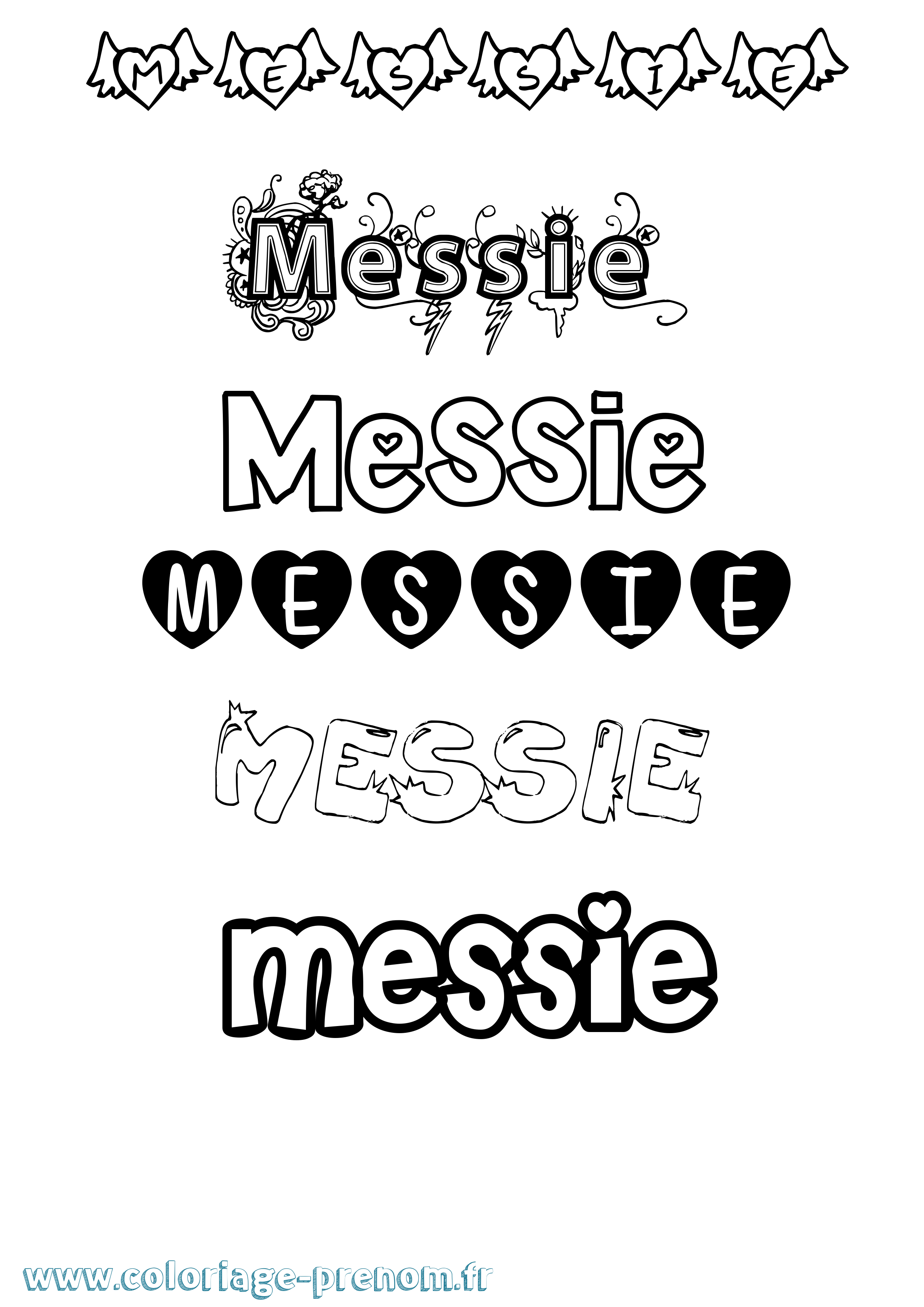 Coloriage Messie Girly Coloriage prénom Messie Girly