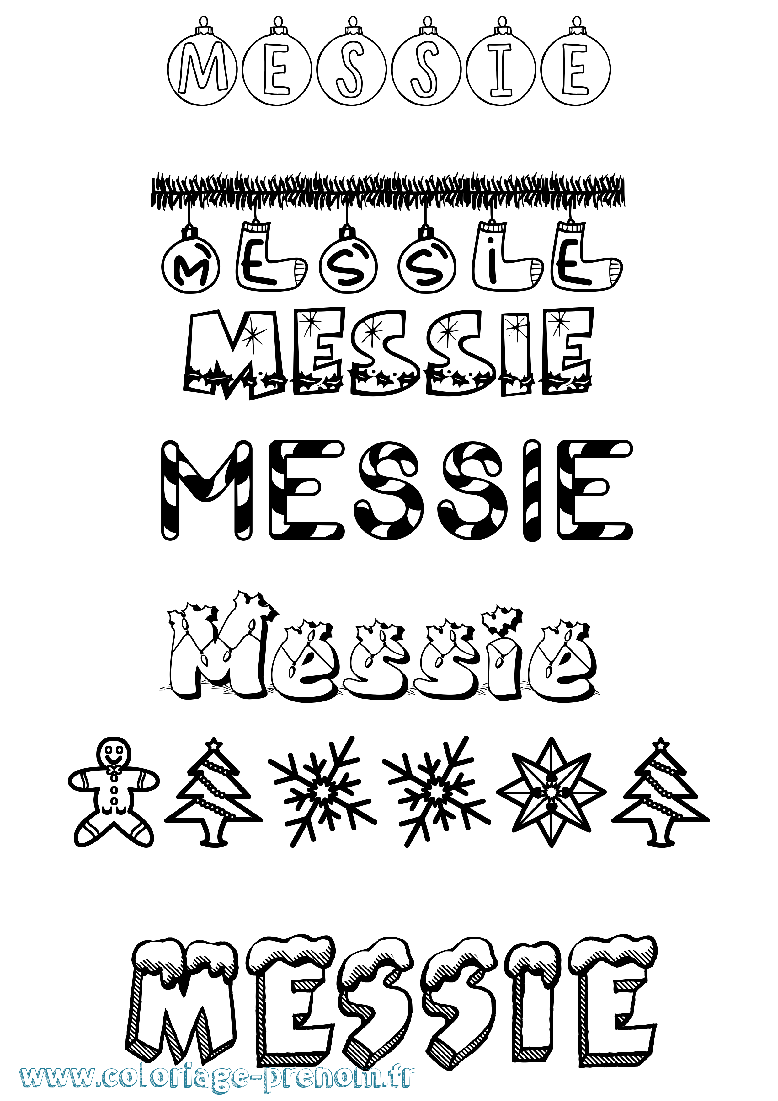 Coloriage Messie Noël Coloriage prénom Messie Noël