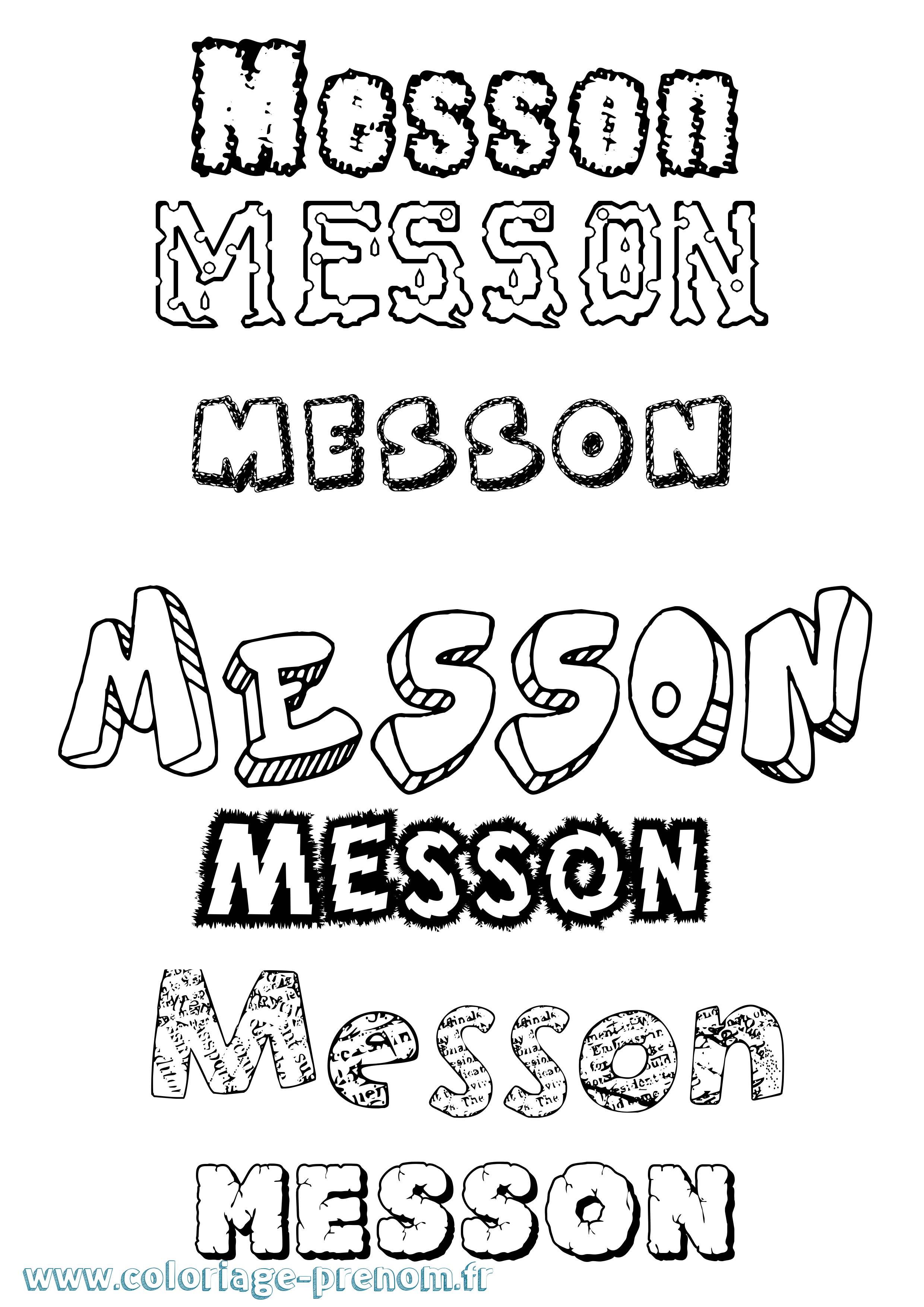 Coloriage Messon Destructuré Coloriage prénom Messon Destructuré