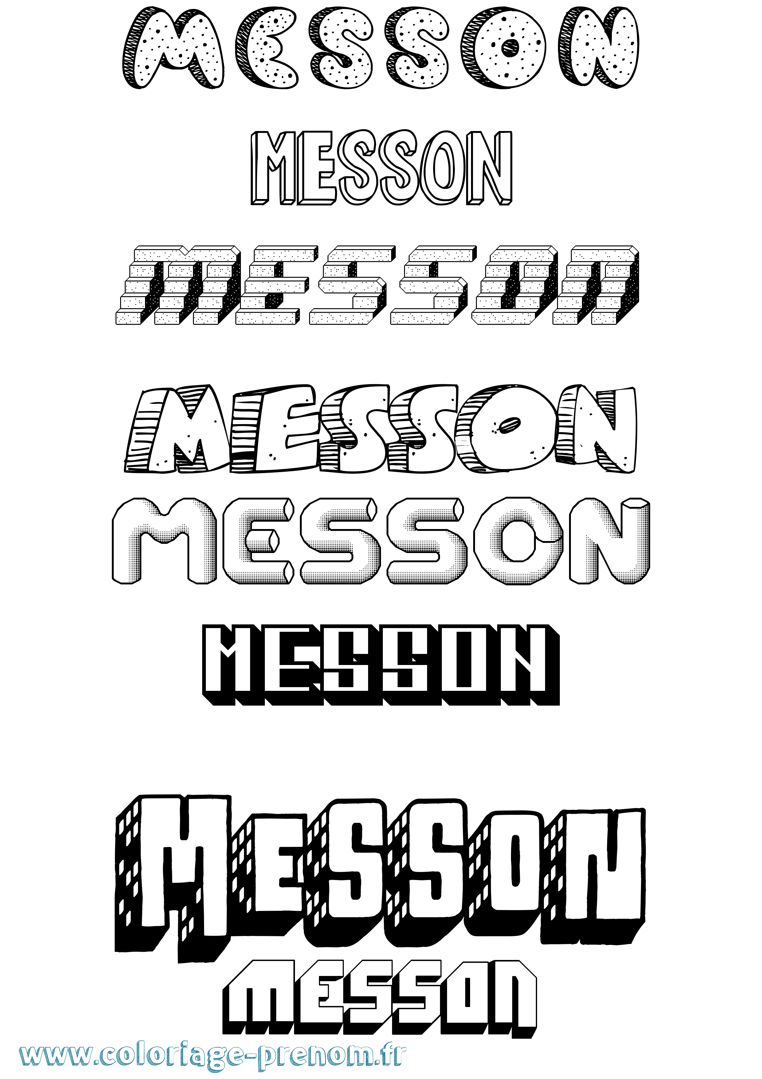 Coloriage Messon Effet 3D Coloriage prénom Messon Effet 3D