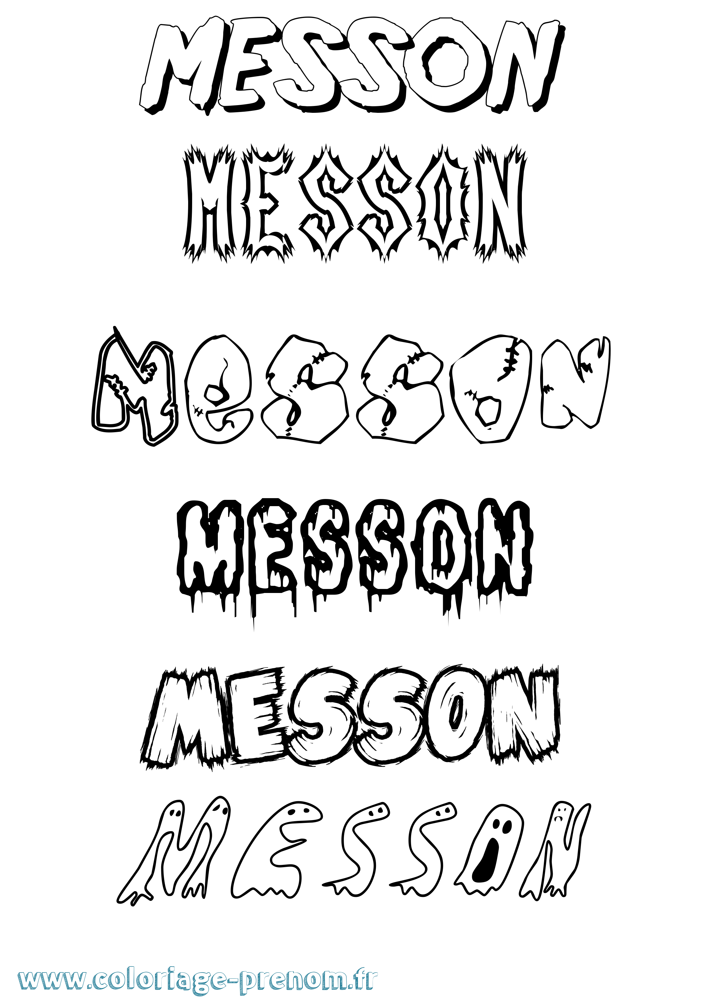 Coloriage Messon Frisson Coloriage prénom Messon Frisson