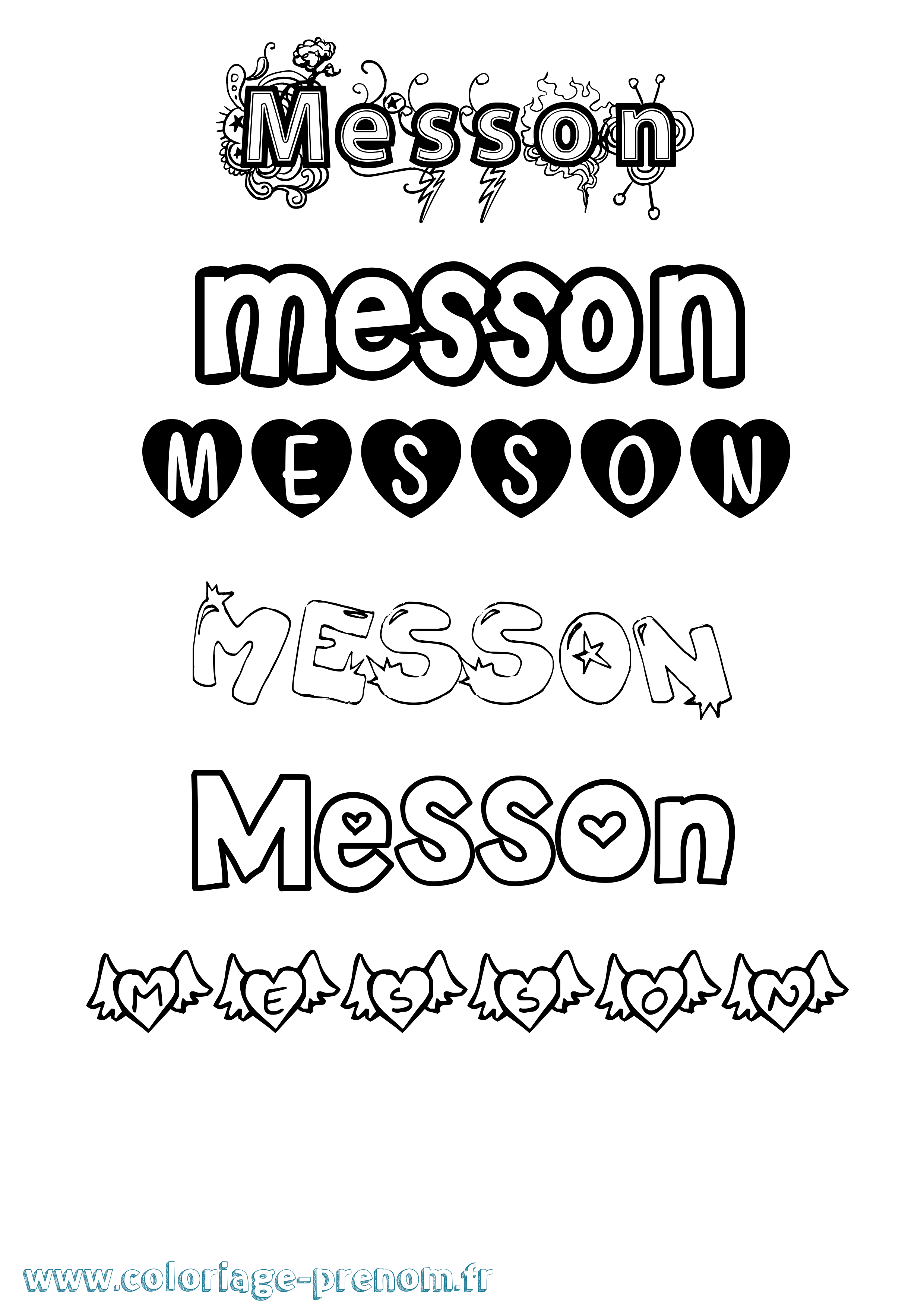 Coloriage Messon Girly Coloriage prénom Messon Girly