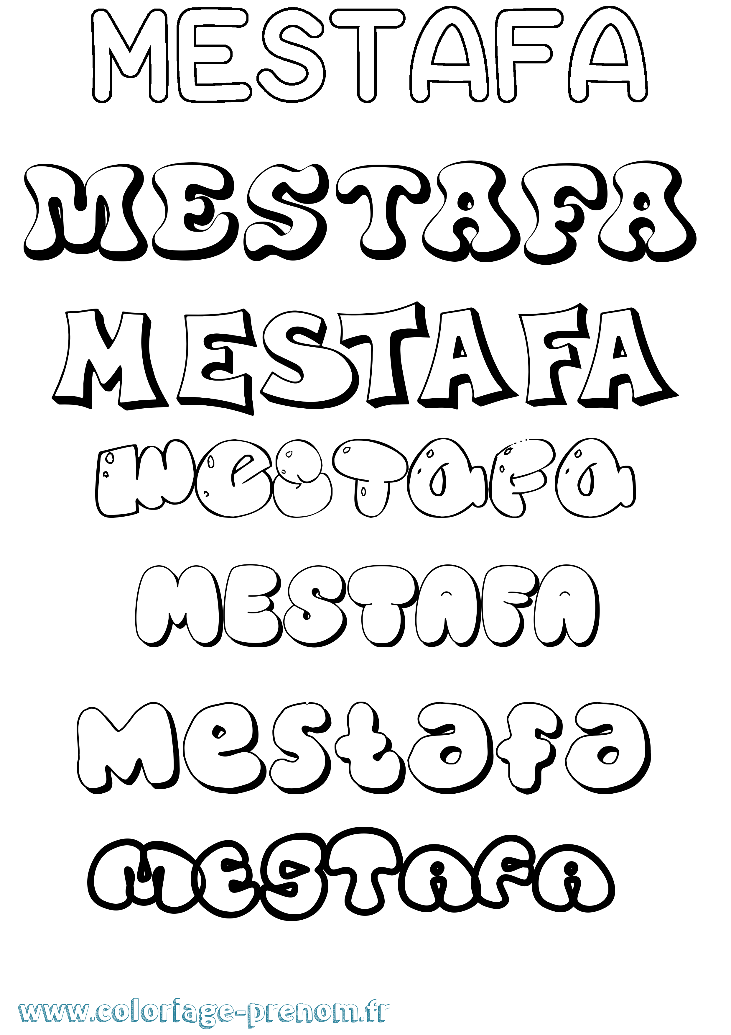 Coloriage Mestafa Bubble Coloriage prénom Mestafa Bubble
