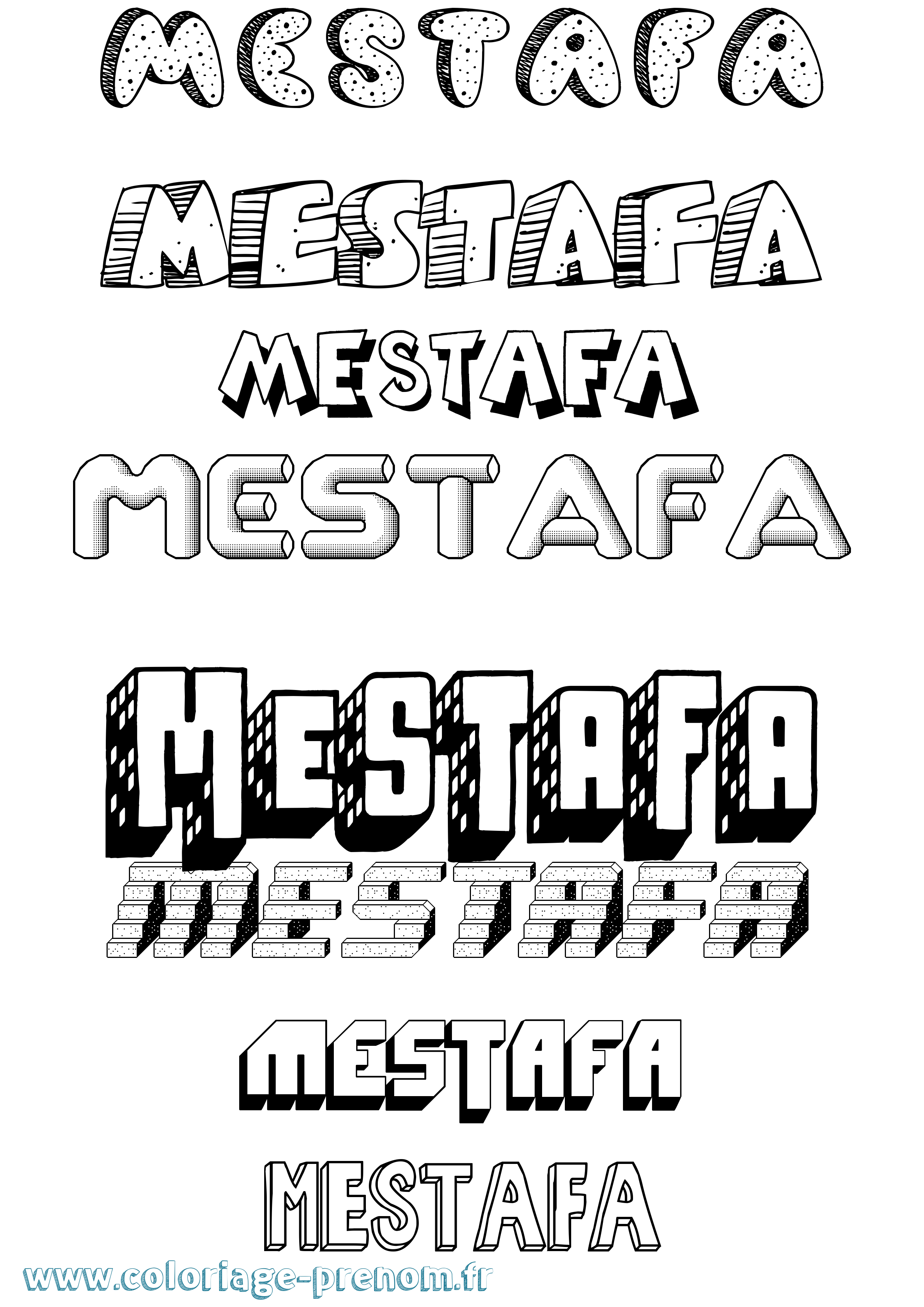 Coloriage Mestafa Effet 3D Coloriage prénom Mestafa Effet 3D