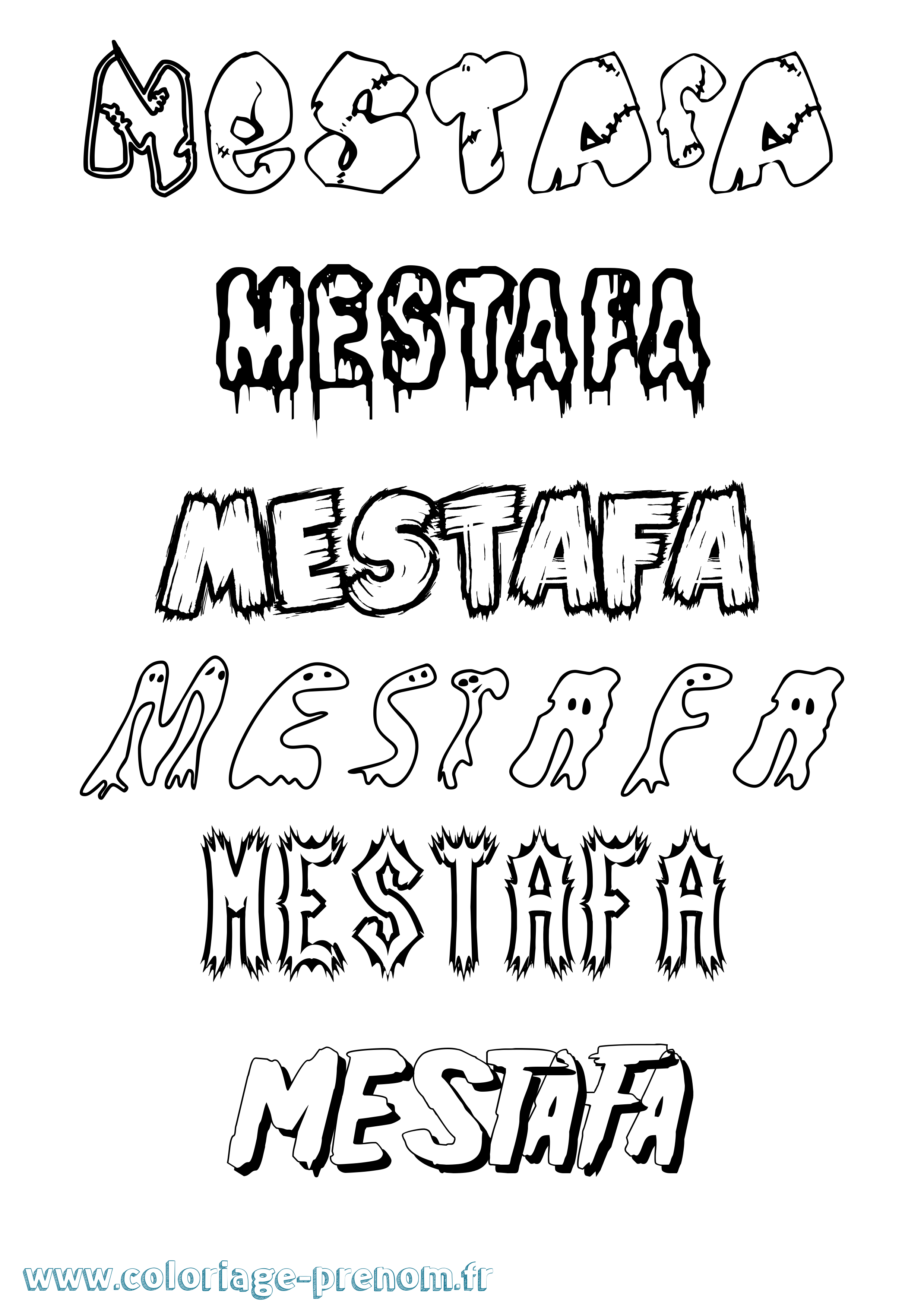 Coloriage Mestafa Frisson Coloriage prénom Mestafa Frisson