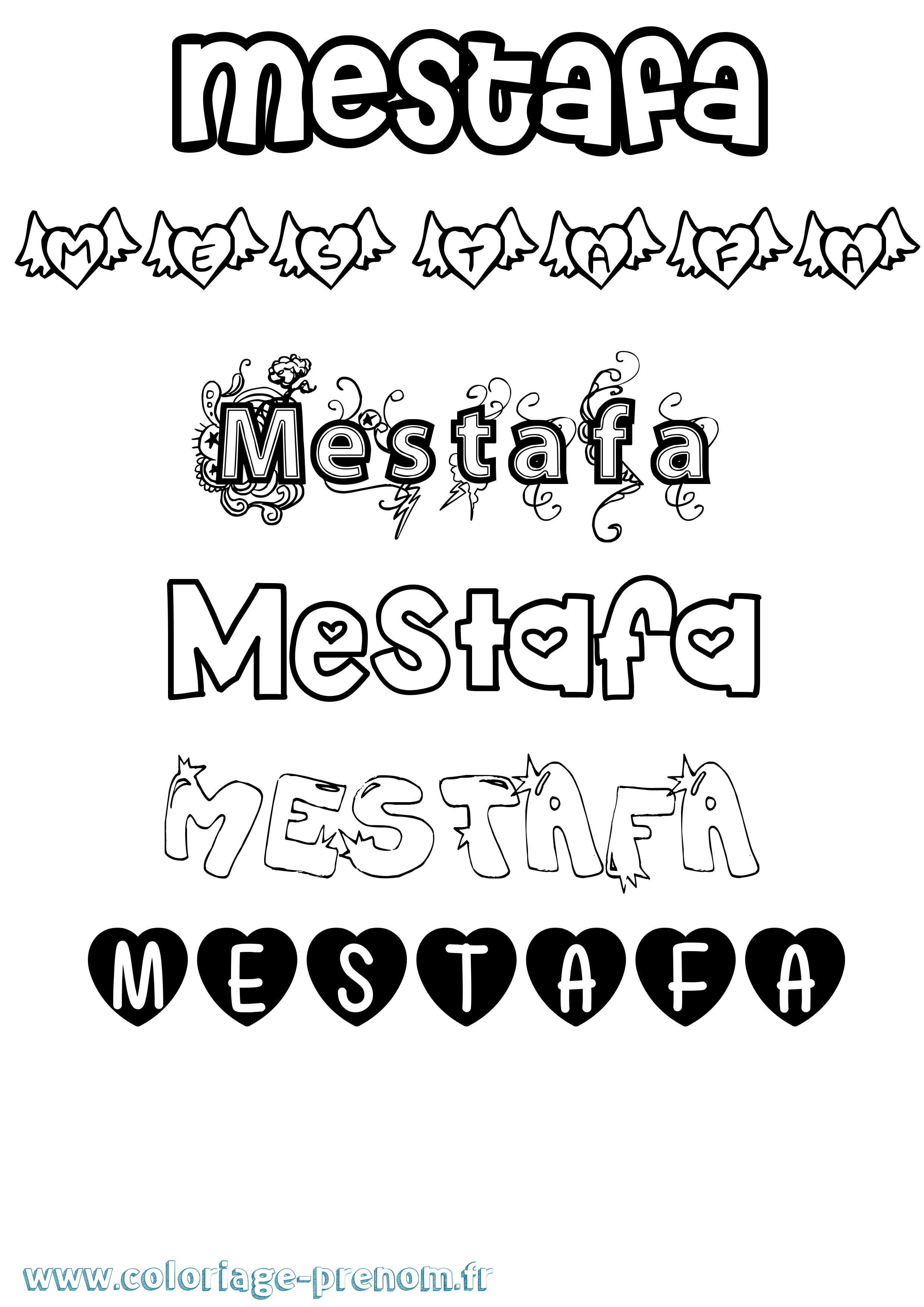 Coloriage Mestafa Girly Coloriage prénom Mestafa Girly
