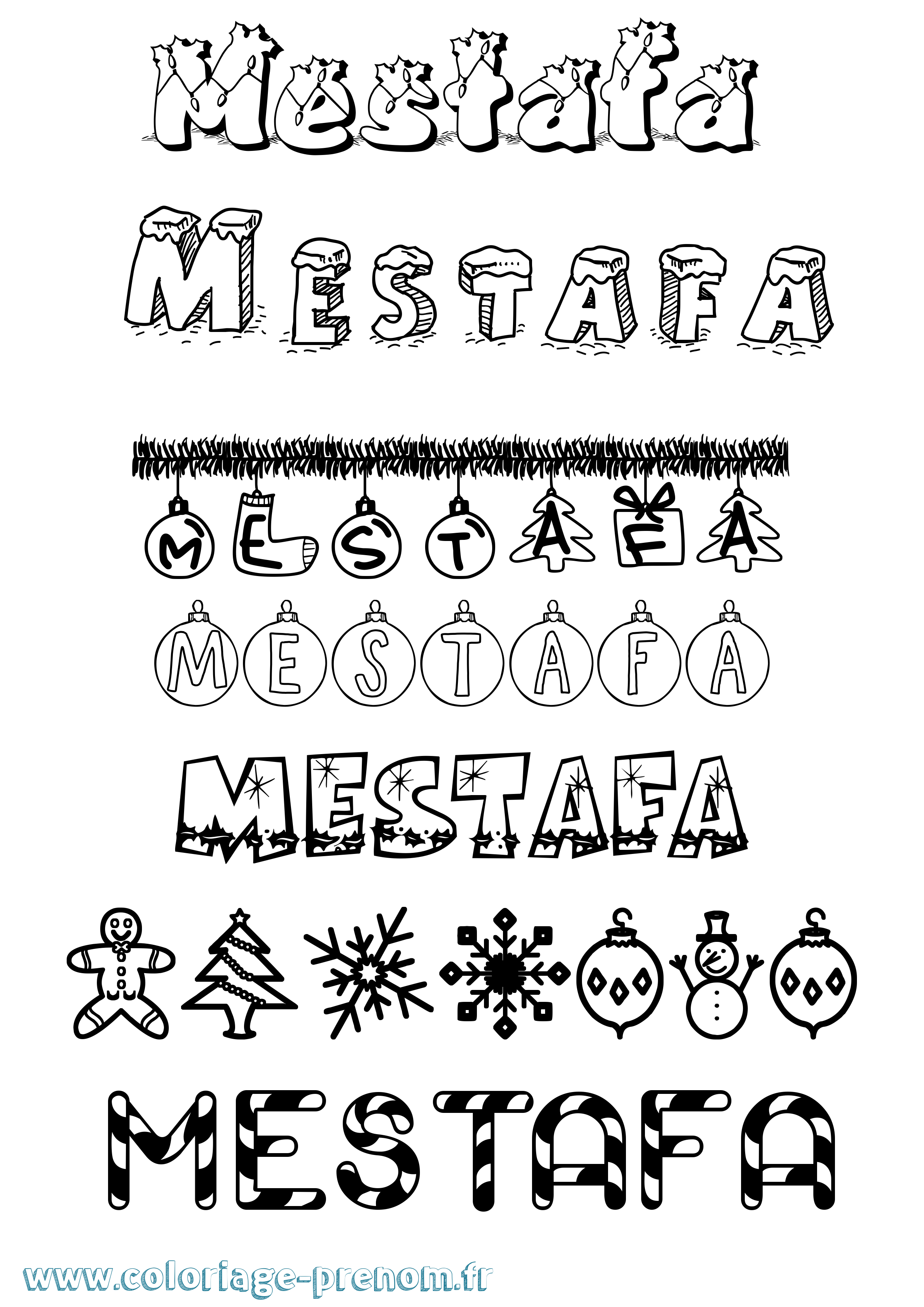Coloriage Mestafa Noël Coloriage prénom Mestafa Noël