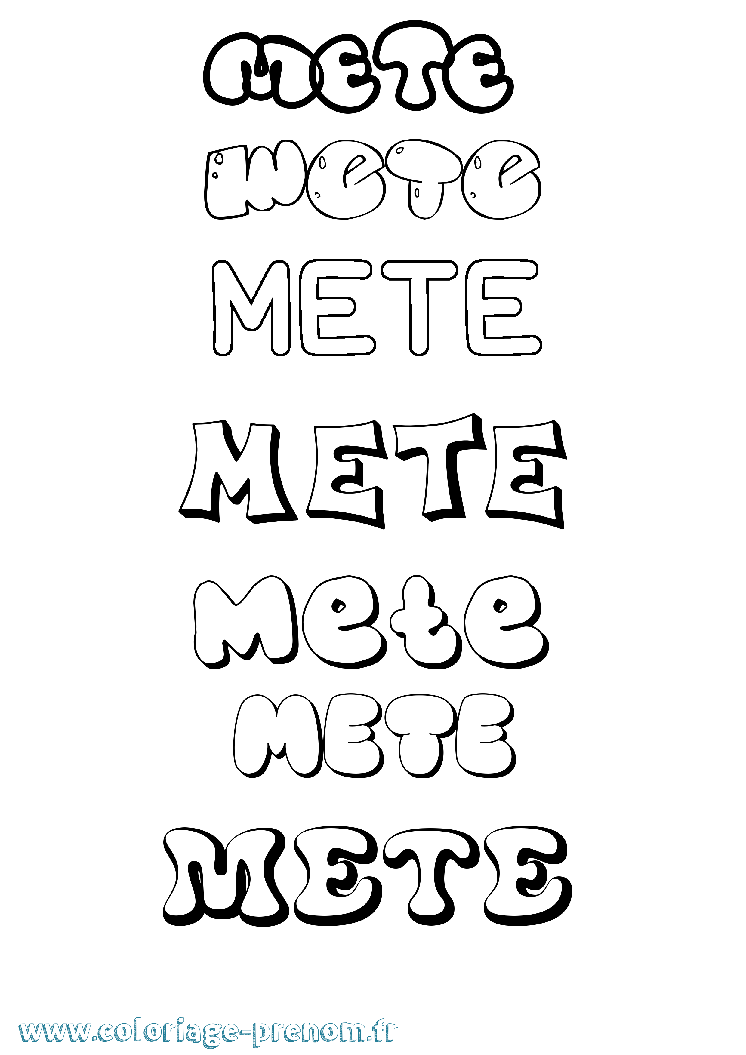 Coloriage Mete Bubble Coloriage prénom Mete Bubble
