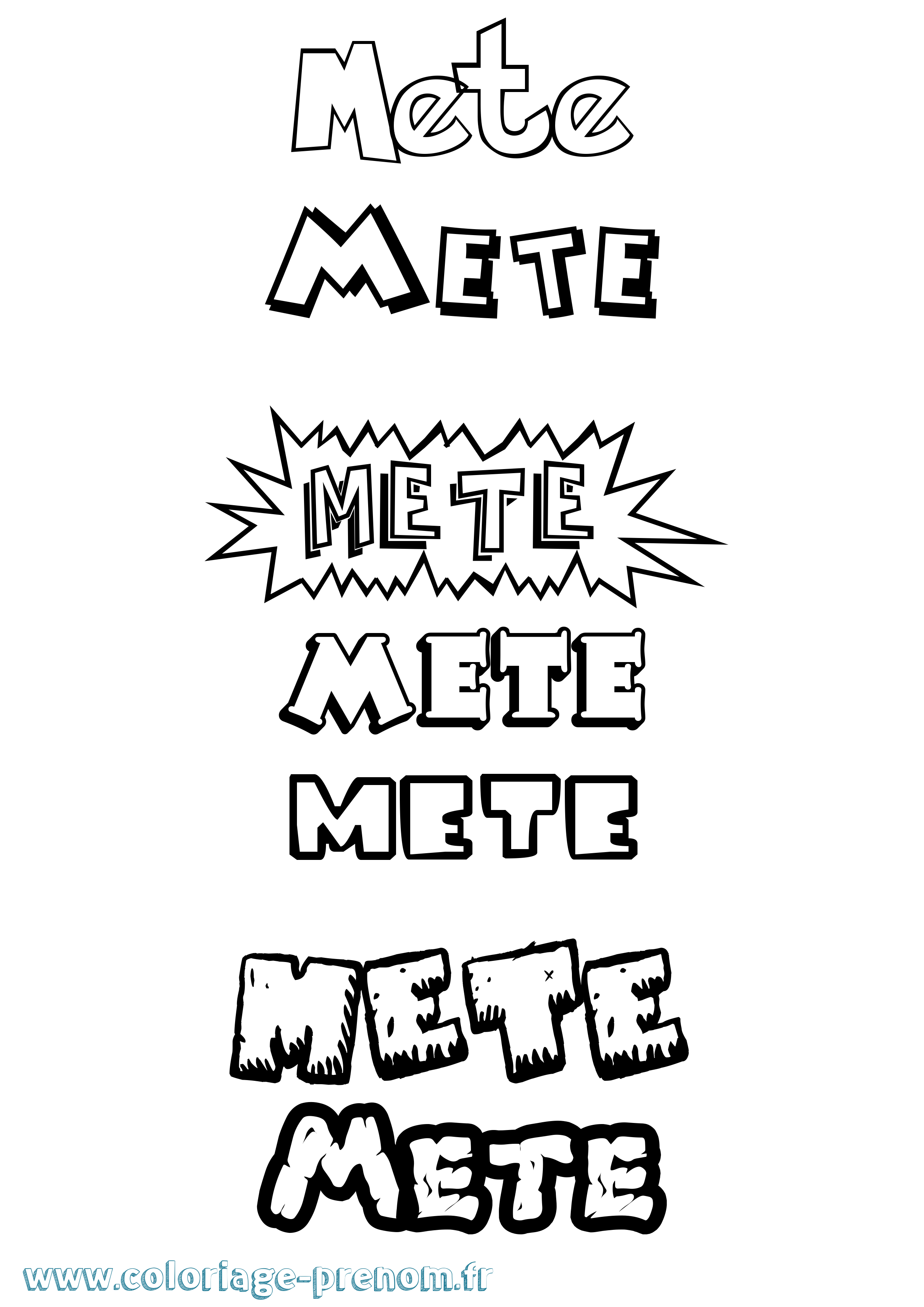 Coloriage Mete Dessin Animé Coloriage prénom Mete Dessin Animé