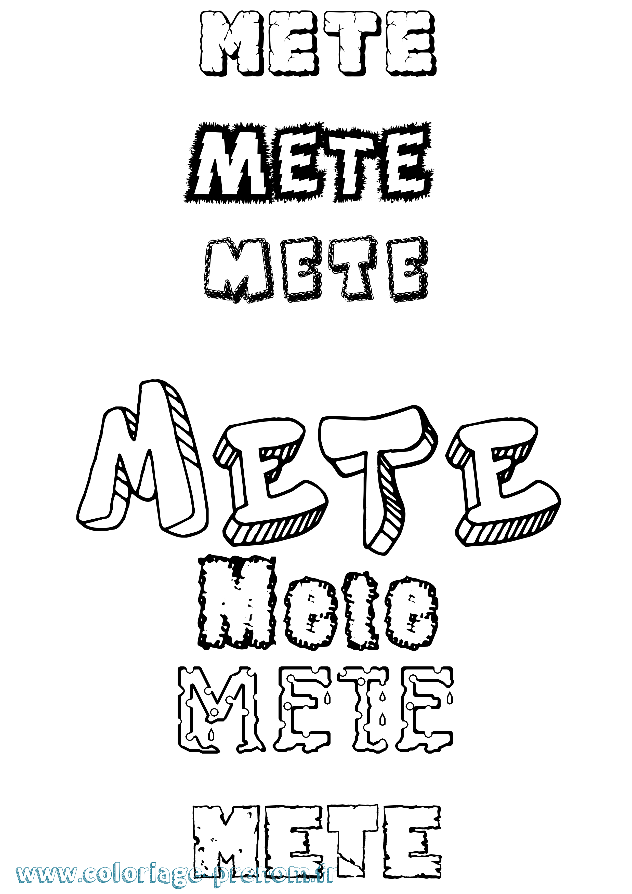Coloriage Mete Destructuré Coloriage prénom Mete Destructuré
