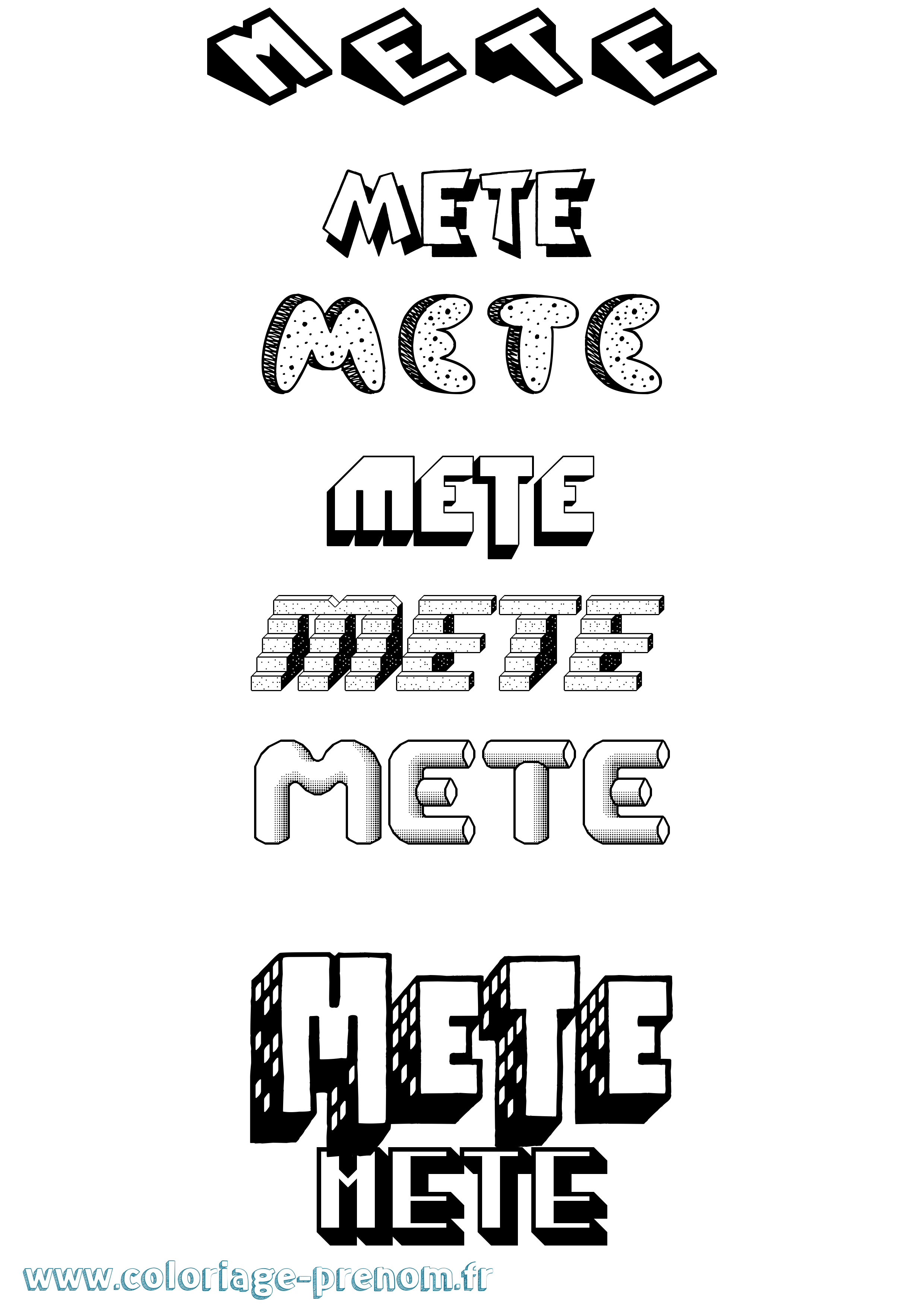 Coloriage Mete Effet 3D Coloriage prénom Mete Effet 3D