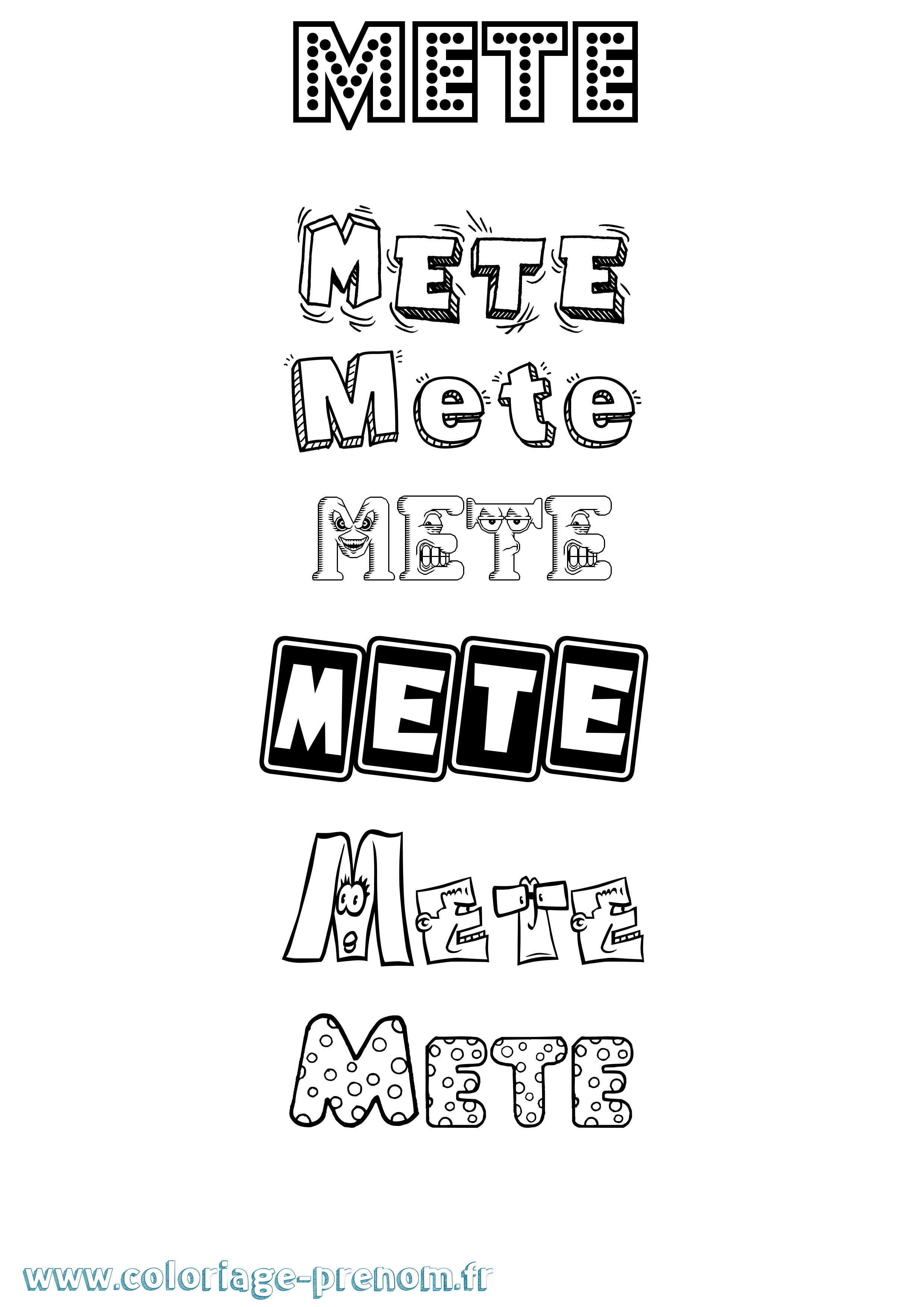 Coloriage Mete Fun Coloriage prénom Mete Fun