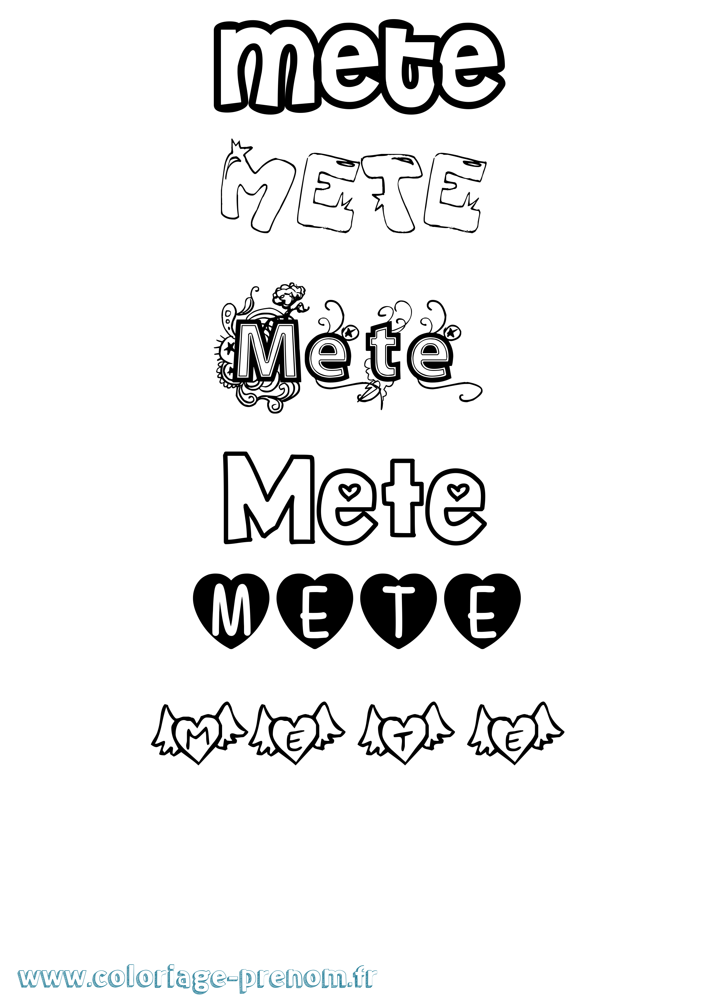 Coloriage Mete Girly Coloriage prénom Mete Girly
