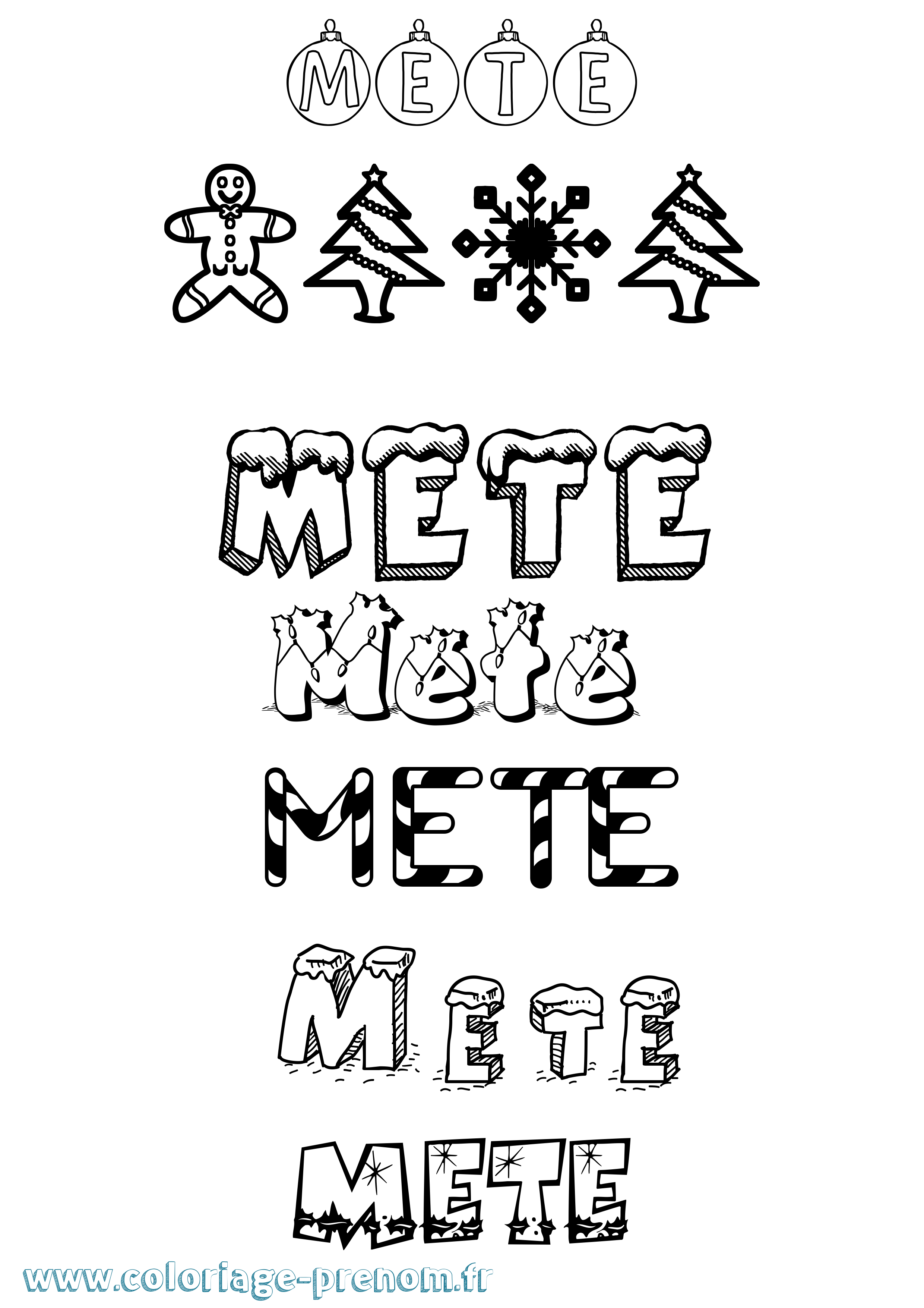 Coloriage Mete Noël Coloriage prénom Mete Noël