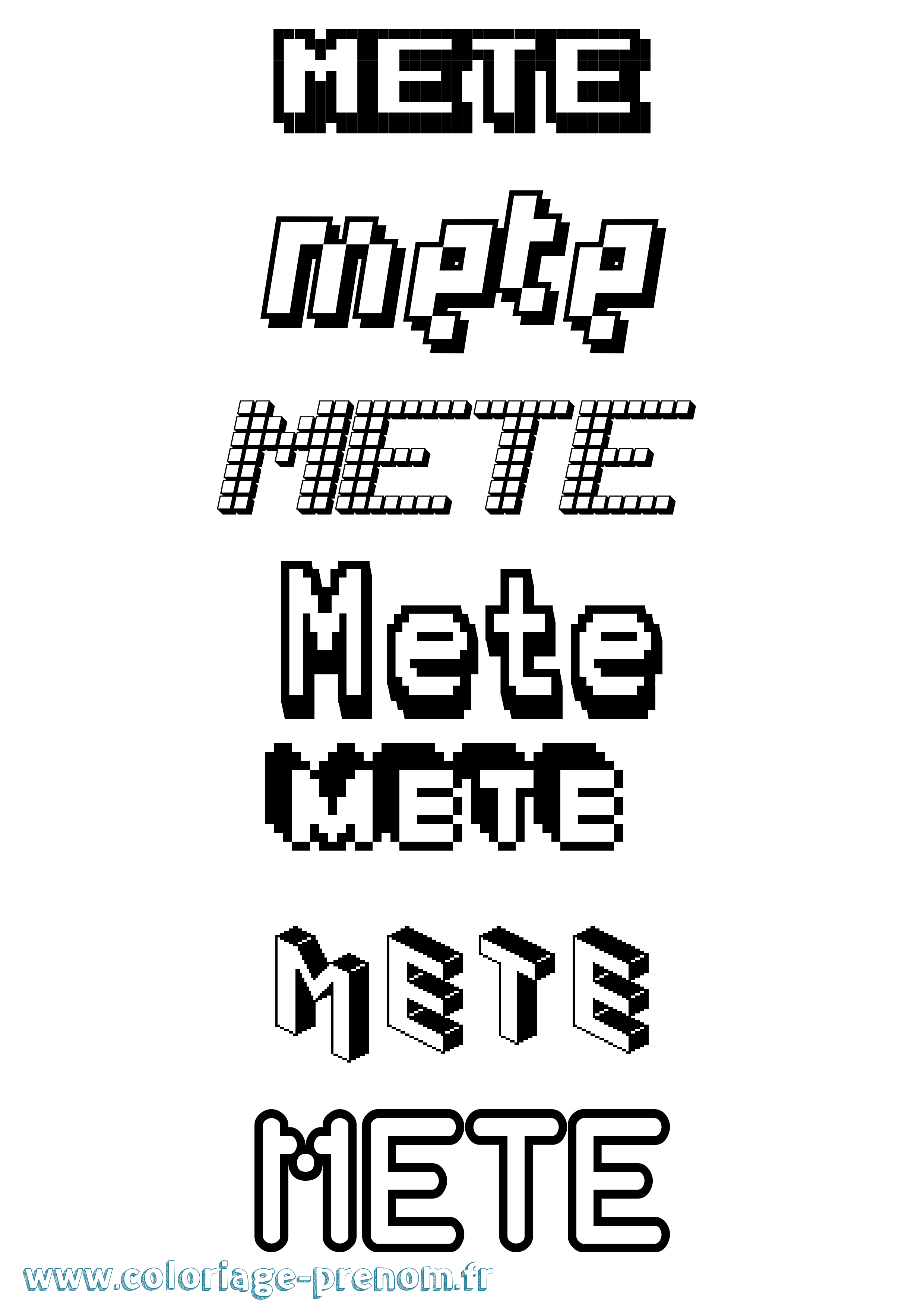 Coloriage Mete Pixel Coloriage prénom Mete Pixel
