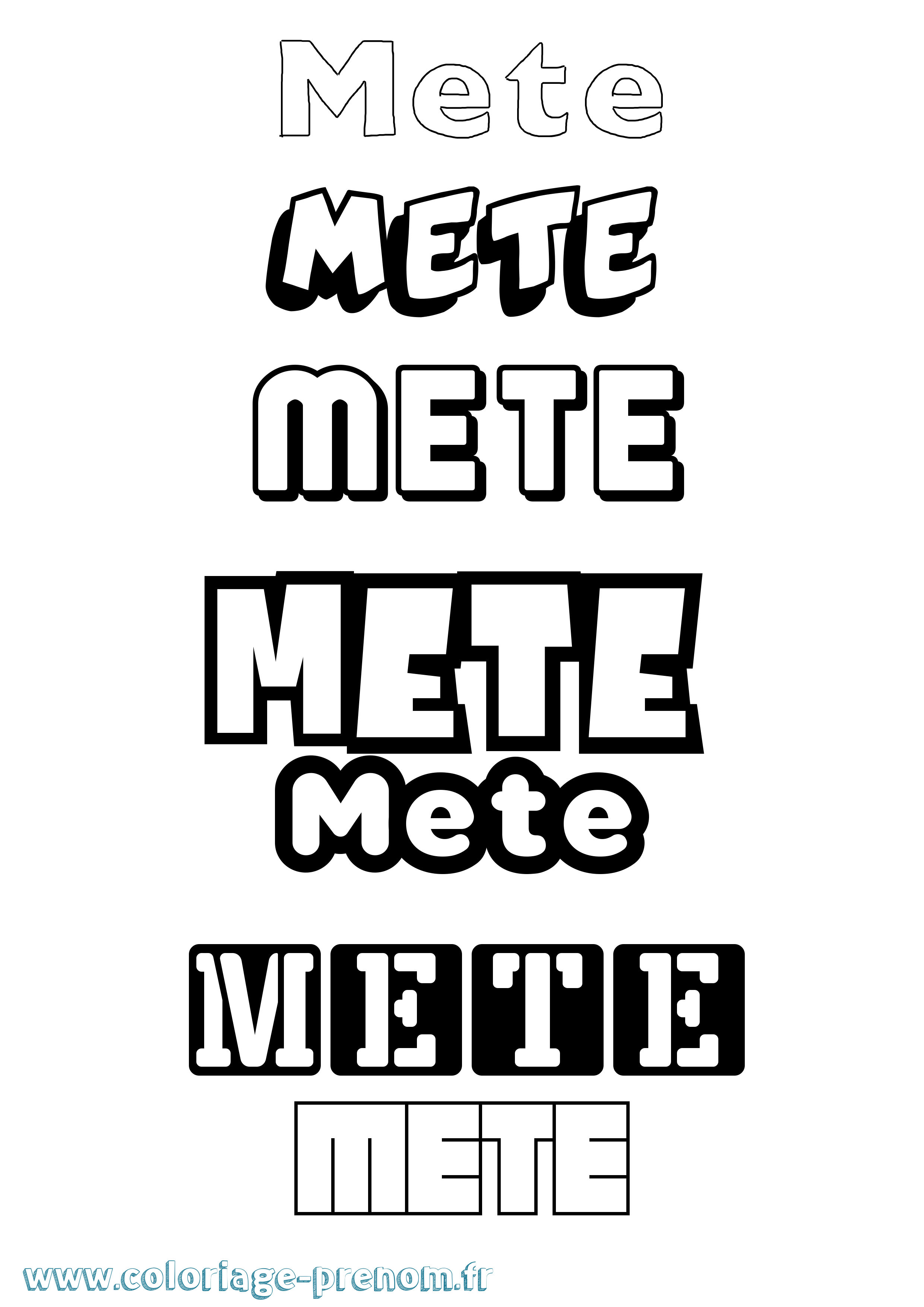 Coloriage Mete Simple Coloriage prénom Mete Simple