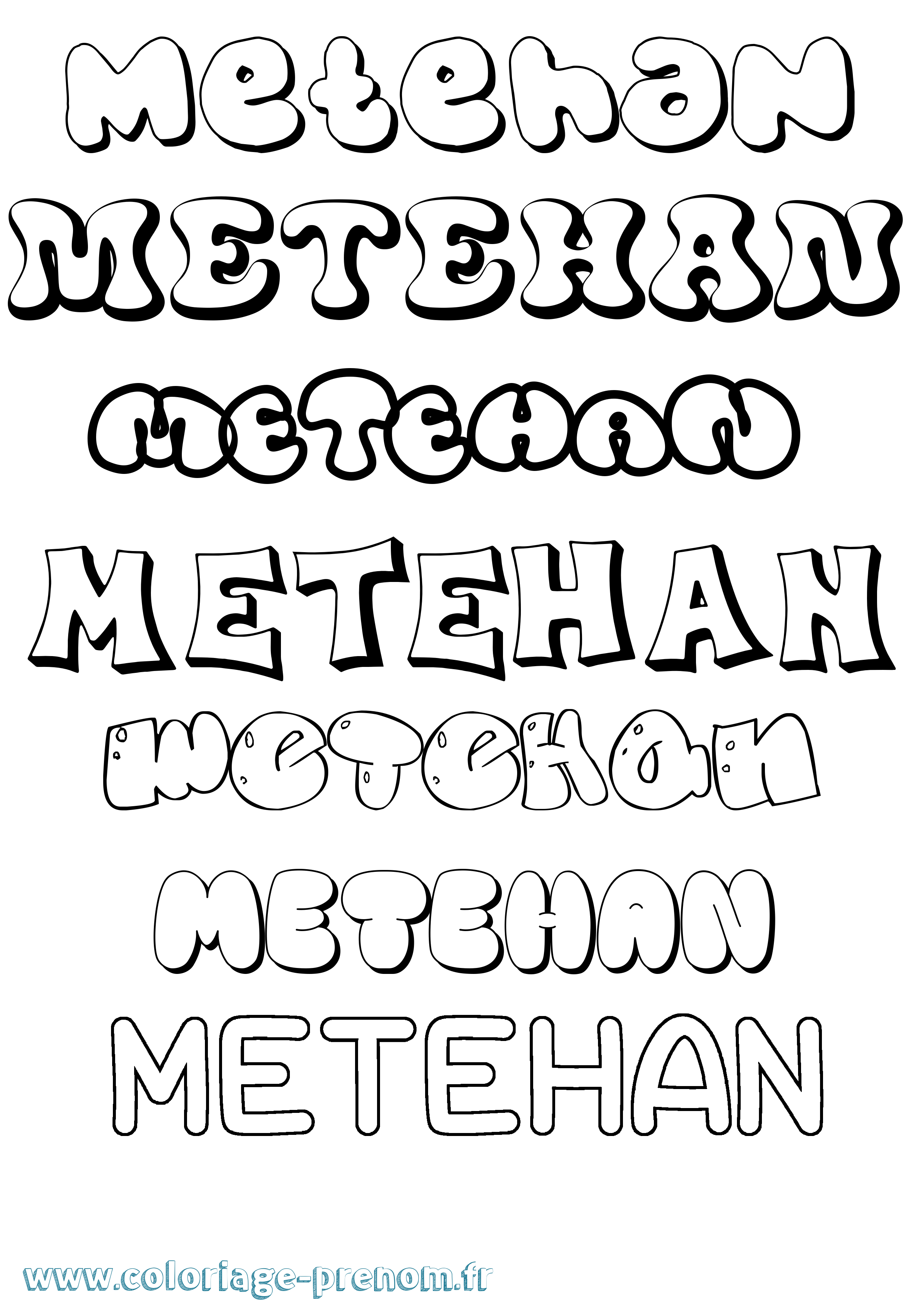 Coloriage Metehan Bubble Coloriage prénom Metehan Bubble