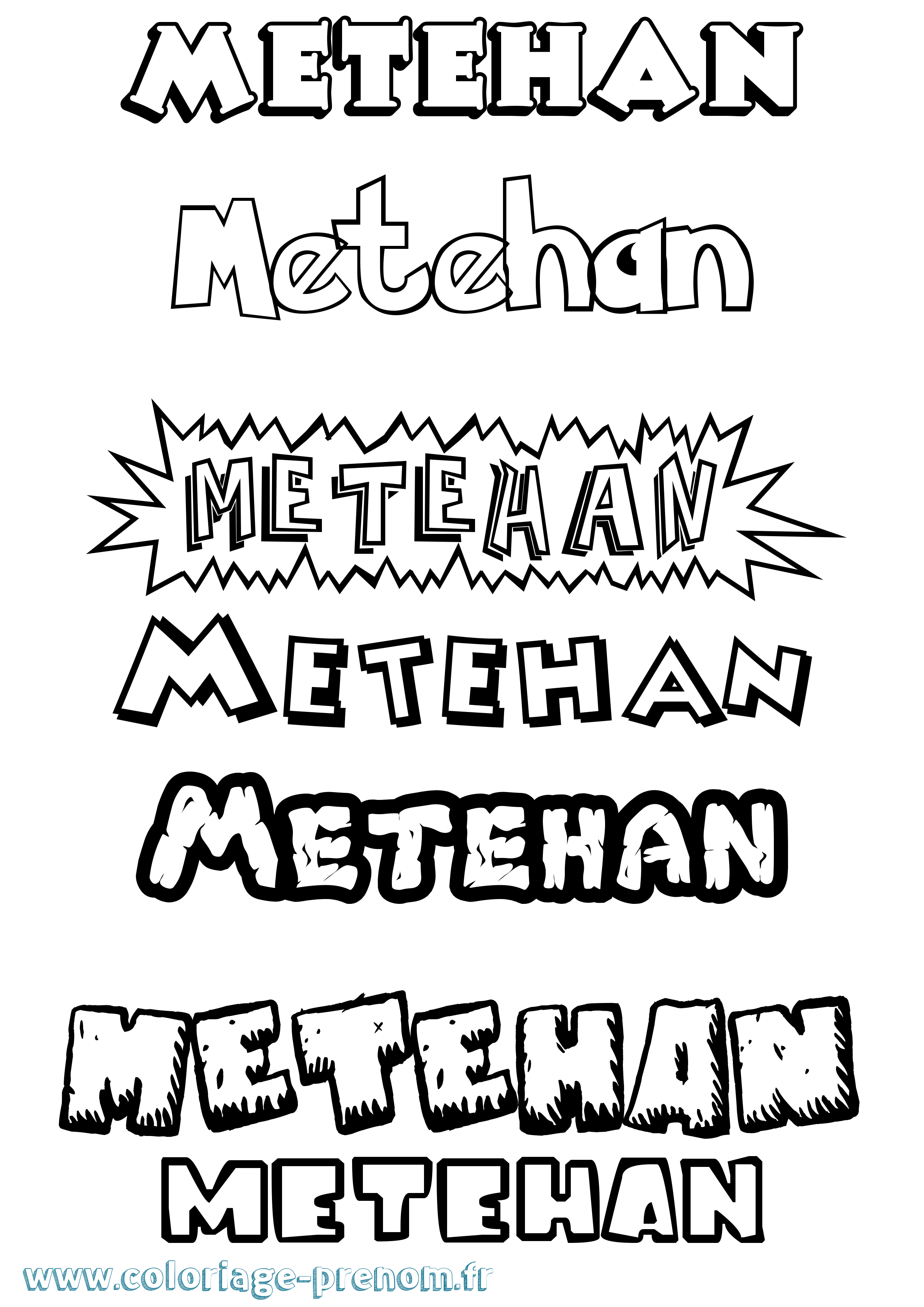 Coloriage Metehan Dessin Animé Coloriage prénom Metehan Dessin Animé