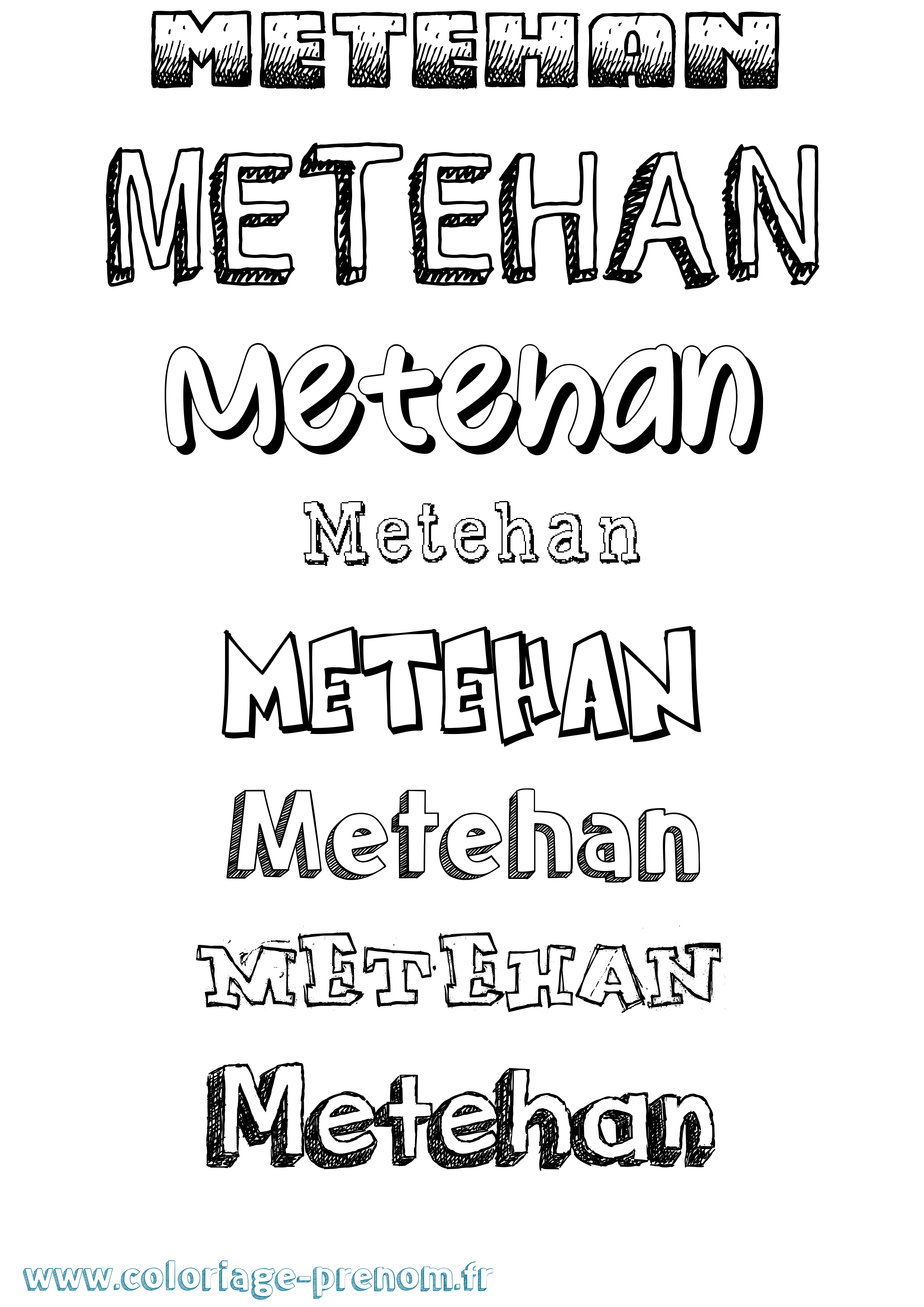 Coloriage Metehan Dessiné Coloriage prénom Metehan Dessiné