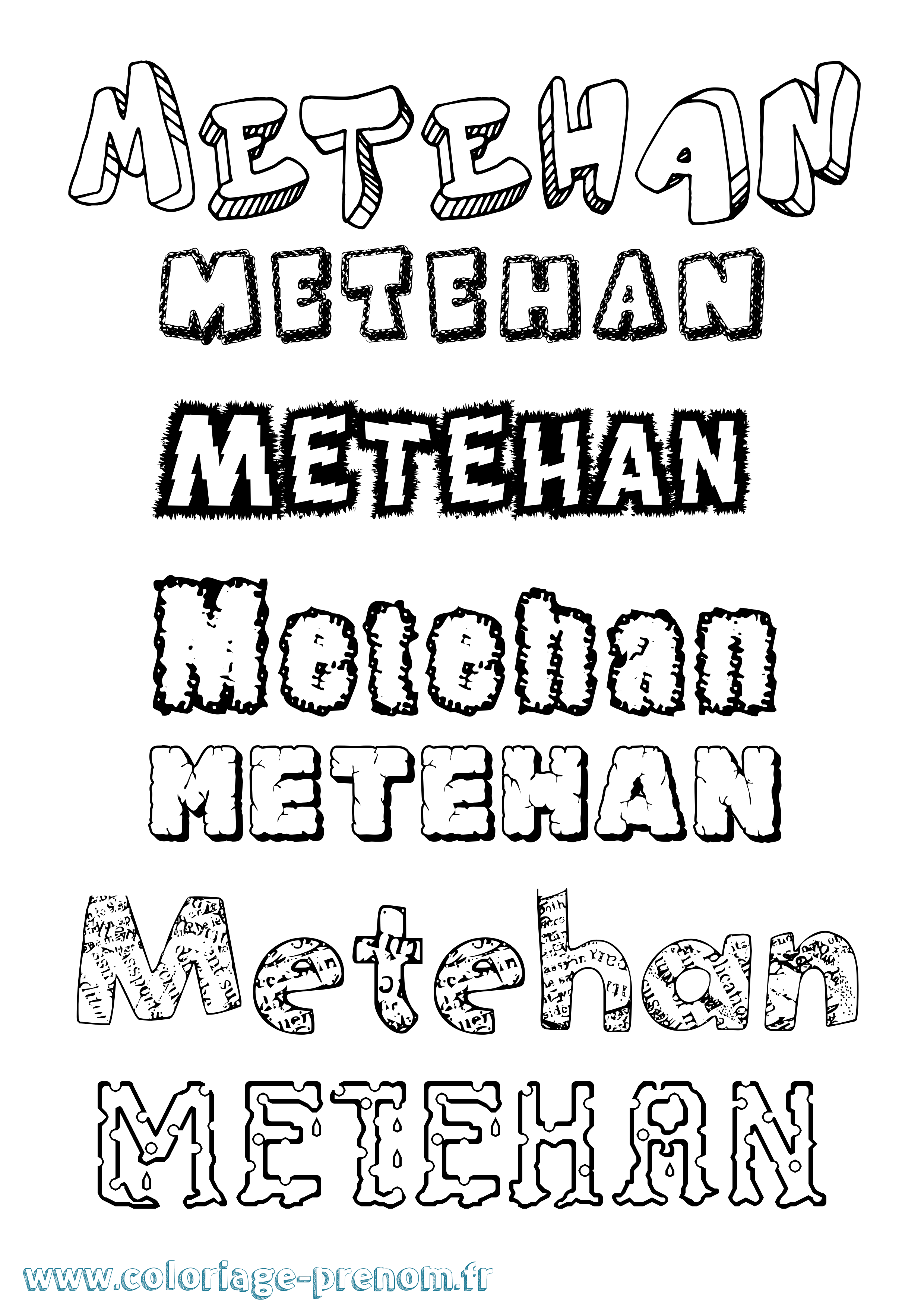 Coloriage Metehan Destructuré Coloriage prénom Metehan Destructuré